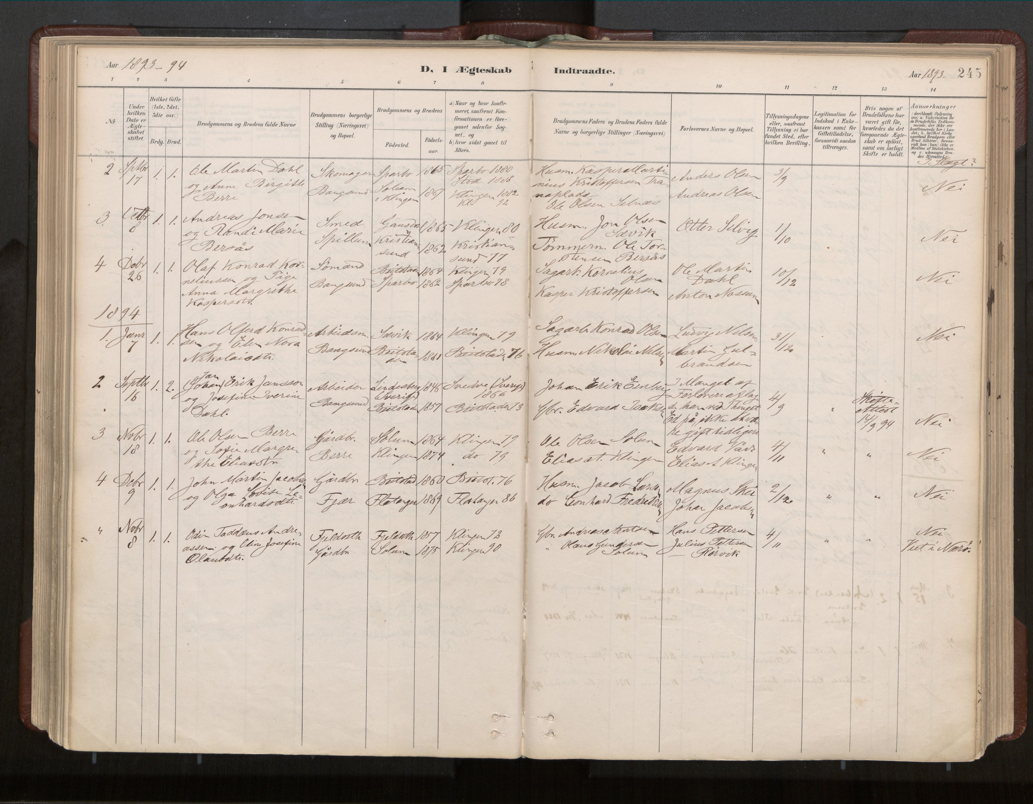 Ministerialprotokoller, klokkerbøker og fødselsregistre - Nord-Trøndelag, SAT/A-1458/770/L0589: Parish register (official) no. 770A03, 1887-1929, p. 245