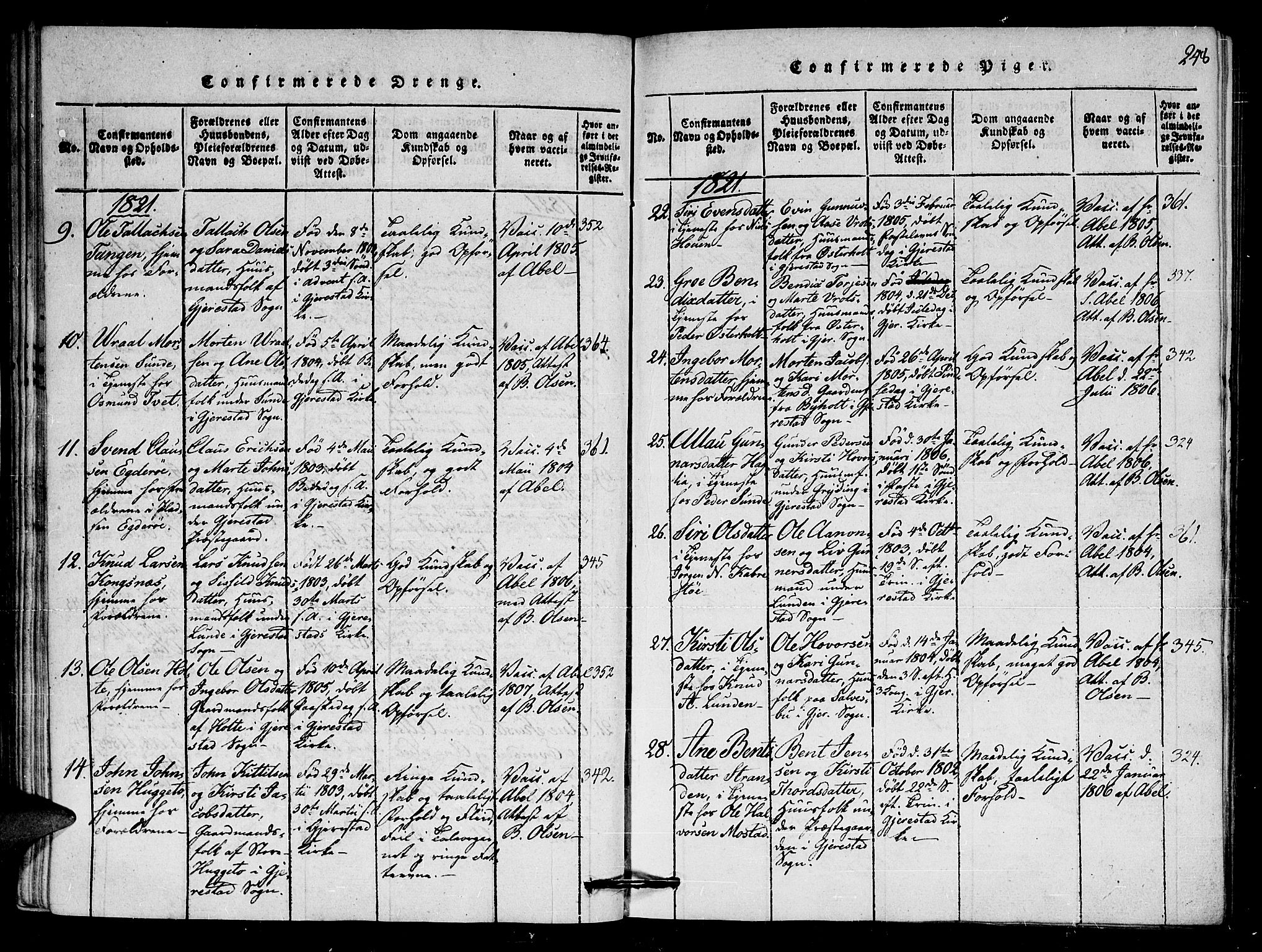 Gjerstad sokneprestkontor, SAK/1111-0014/F/Fa/Faa/L0004: Parish register (official) no. A 4, 1816-1829, p. 248