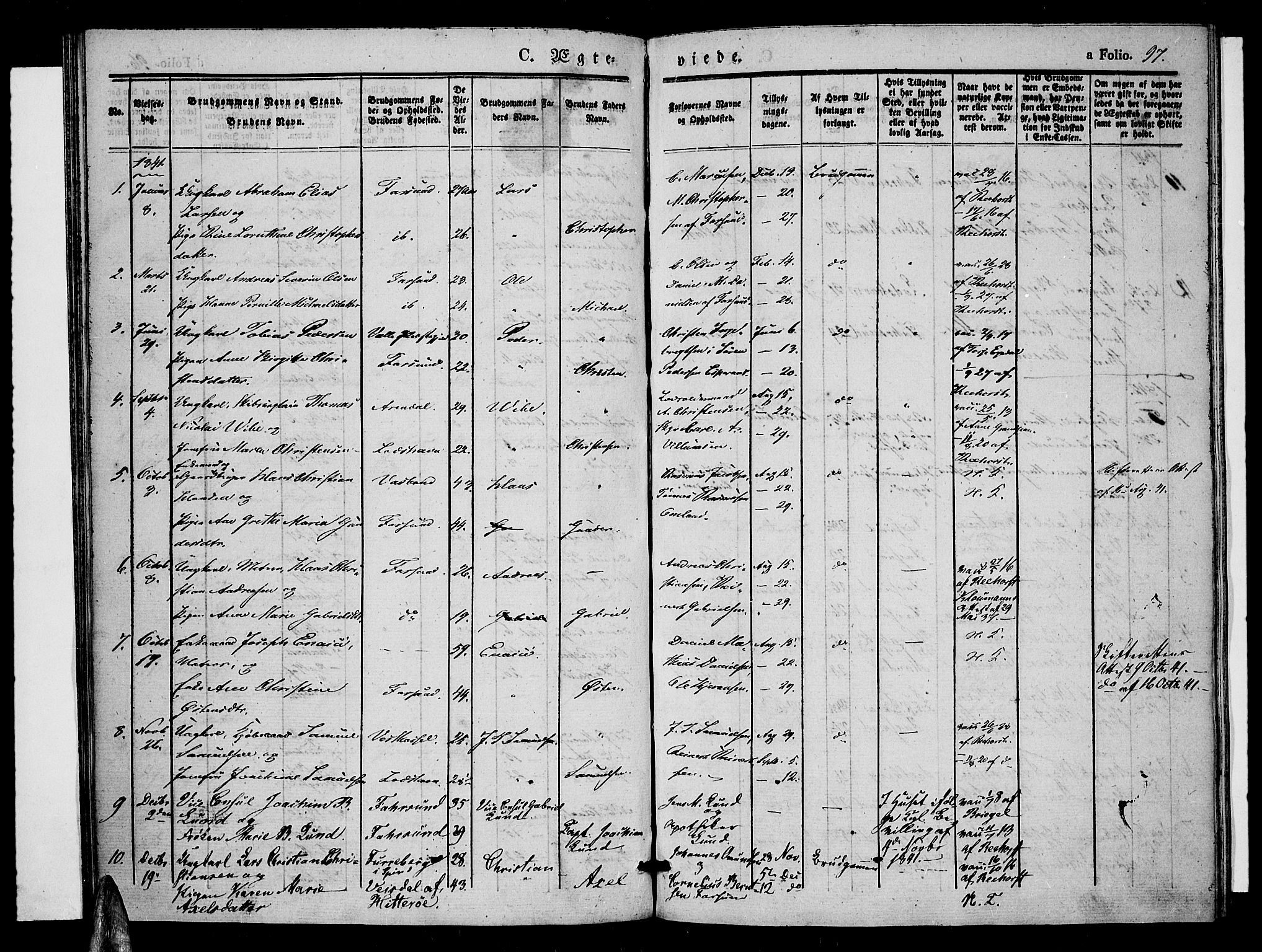 Farsund sokneprestkontor, AV/SAK-1111-0009/F/Fa/L0003: Parish register (official) no. A 3, 1836-1846, p. 97