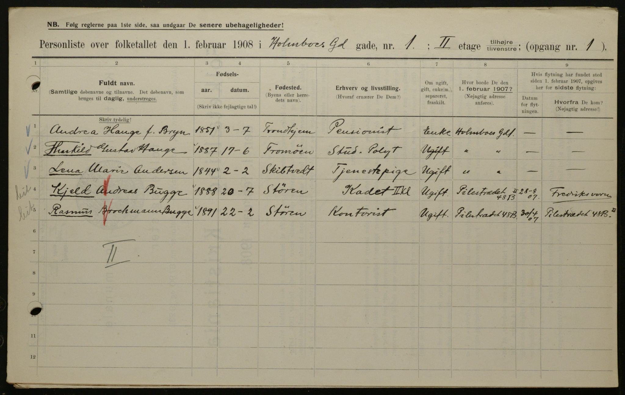 OBA, Municipal Census 1908 for Kristiania, 1908, p. 36677