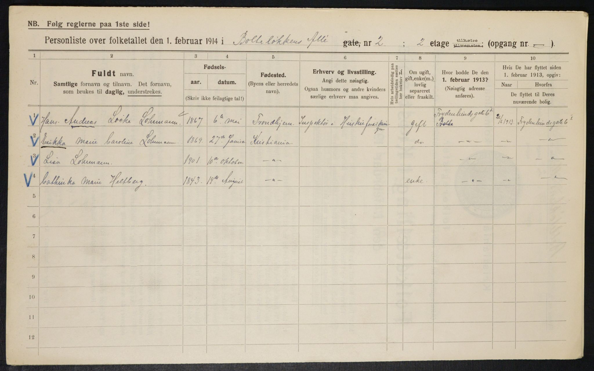 OBA, Municipal Census 1914 for Kristiania, 1914, p. 7603