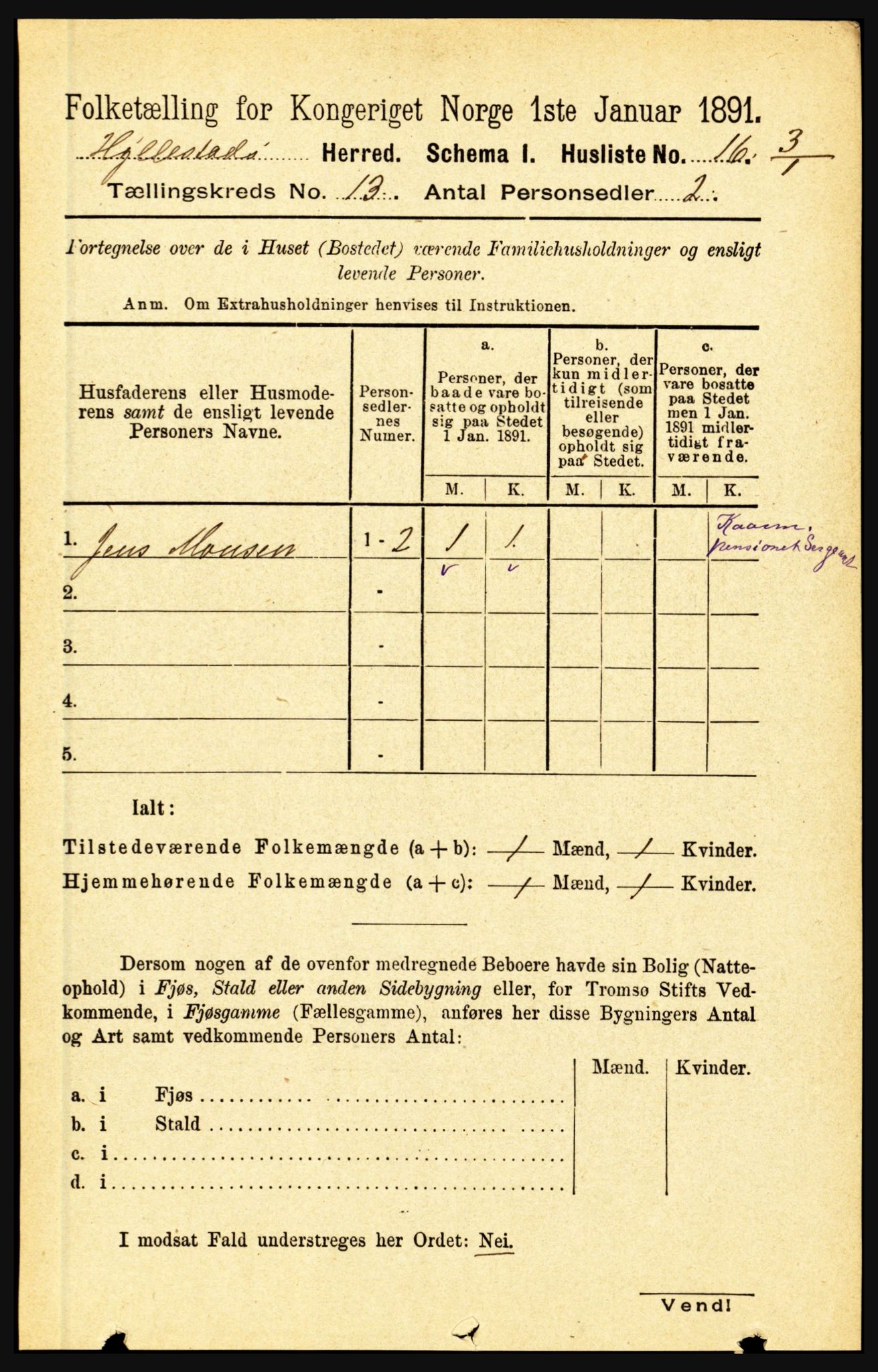 RA, 1891 census for 1413 Hyllestad, 1891, p. 2392