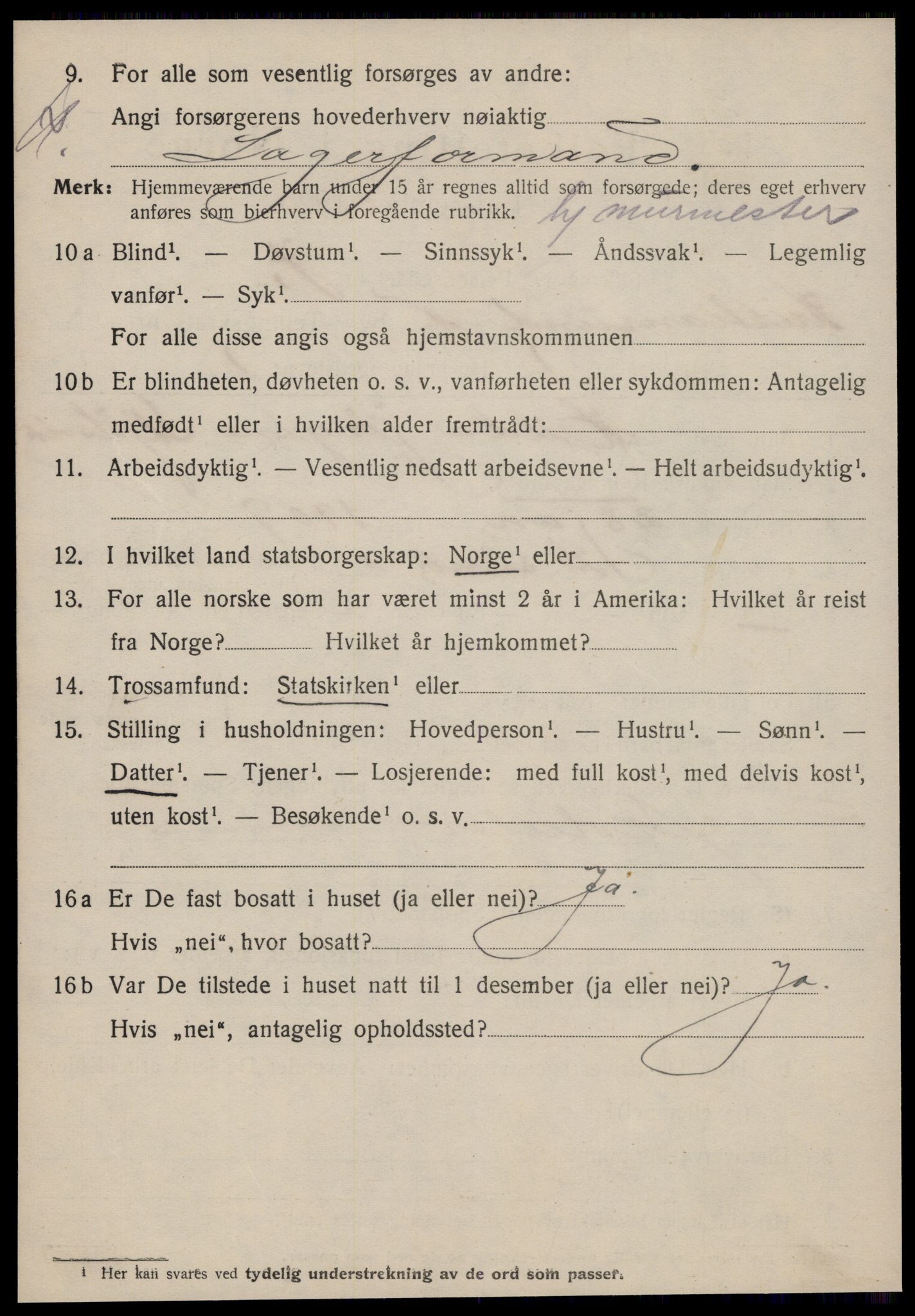 SAT, 1920 census for Kristiansund, 1920, p. 14900