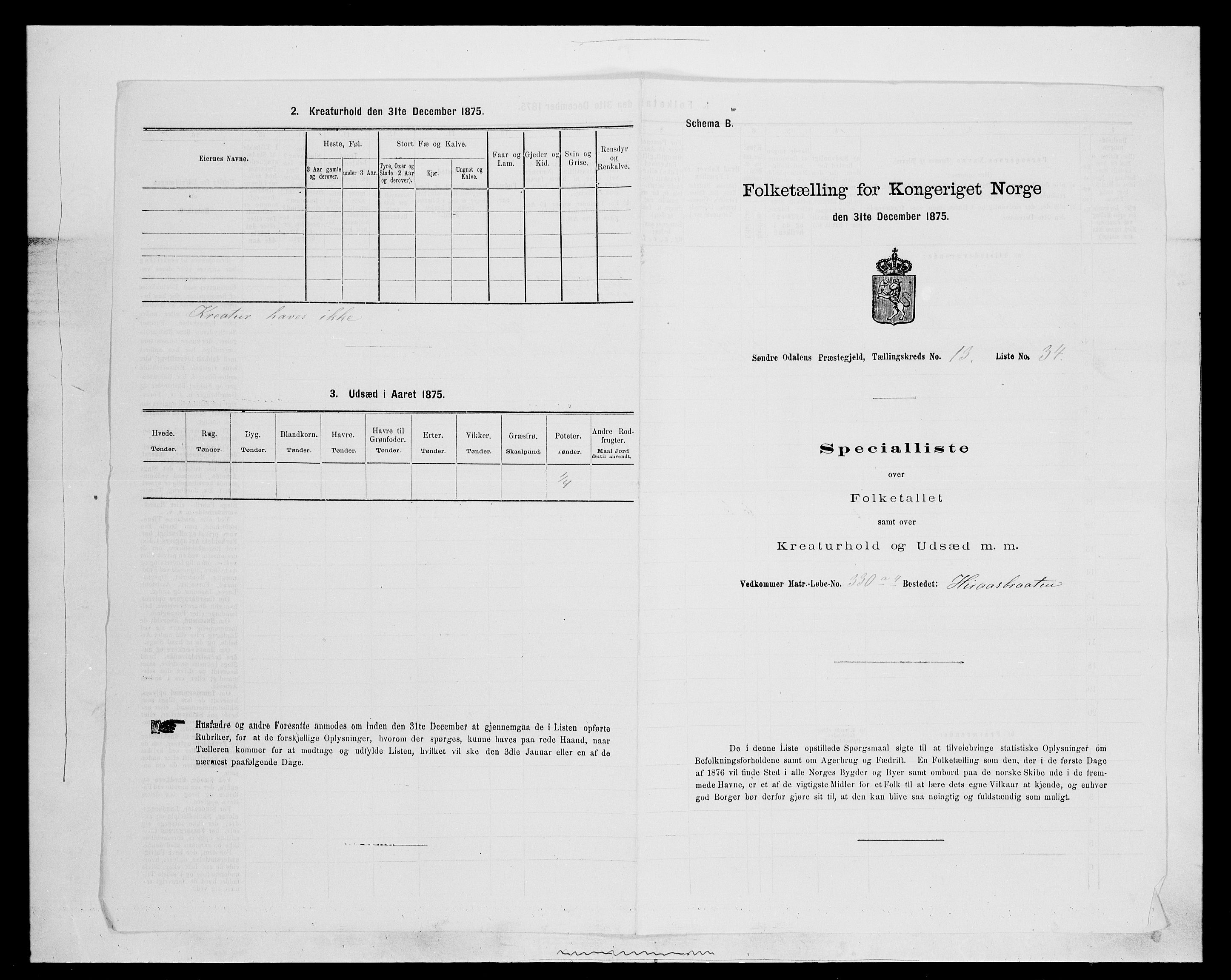 SAH, 1875 census for 0419P Sør-Odal, 1875, p. 1313