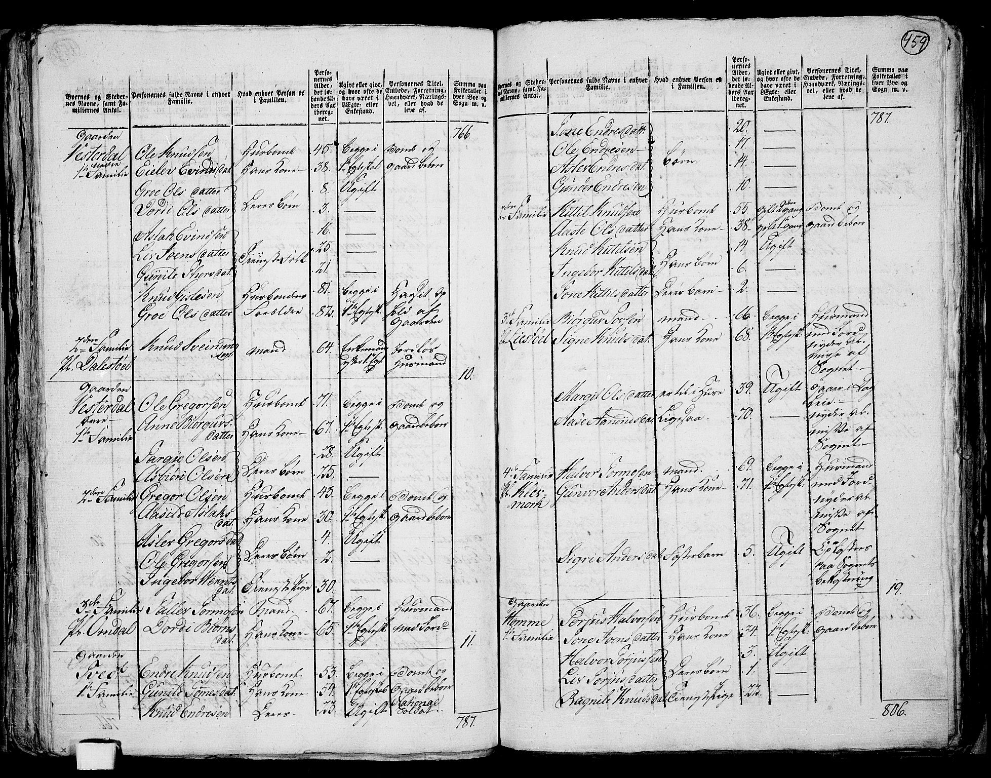 RA, 1801 census for 0829P Kviteseid, 1801, p. 458b-459a