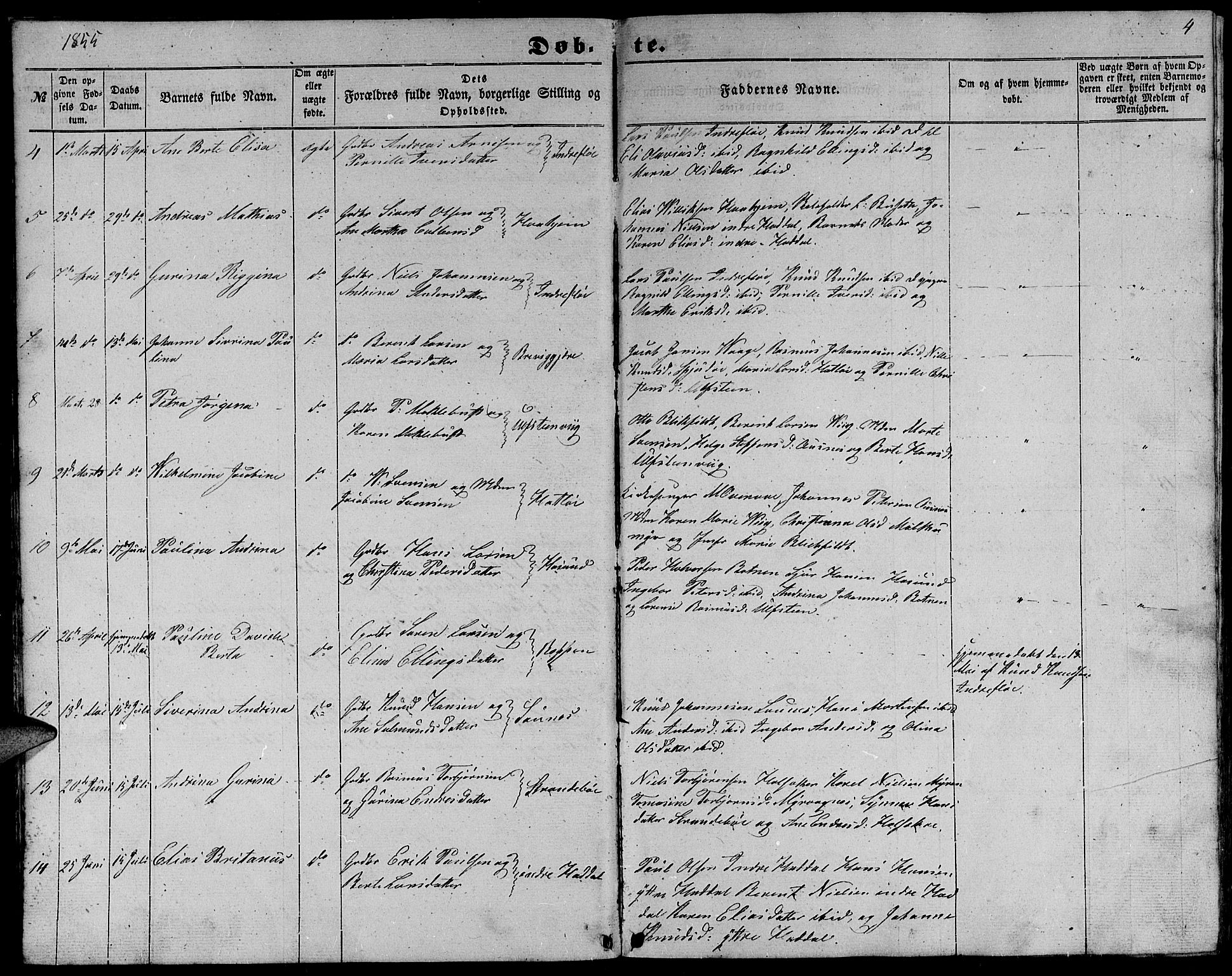 Ministerialprotokoller, klokkerbøker og fødselsregistre - Møre og Romsdal, SAT/A-1454/509/L0111: Parish register (copy) no. 509C01, 1854-1882, p. 4