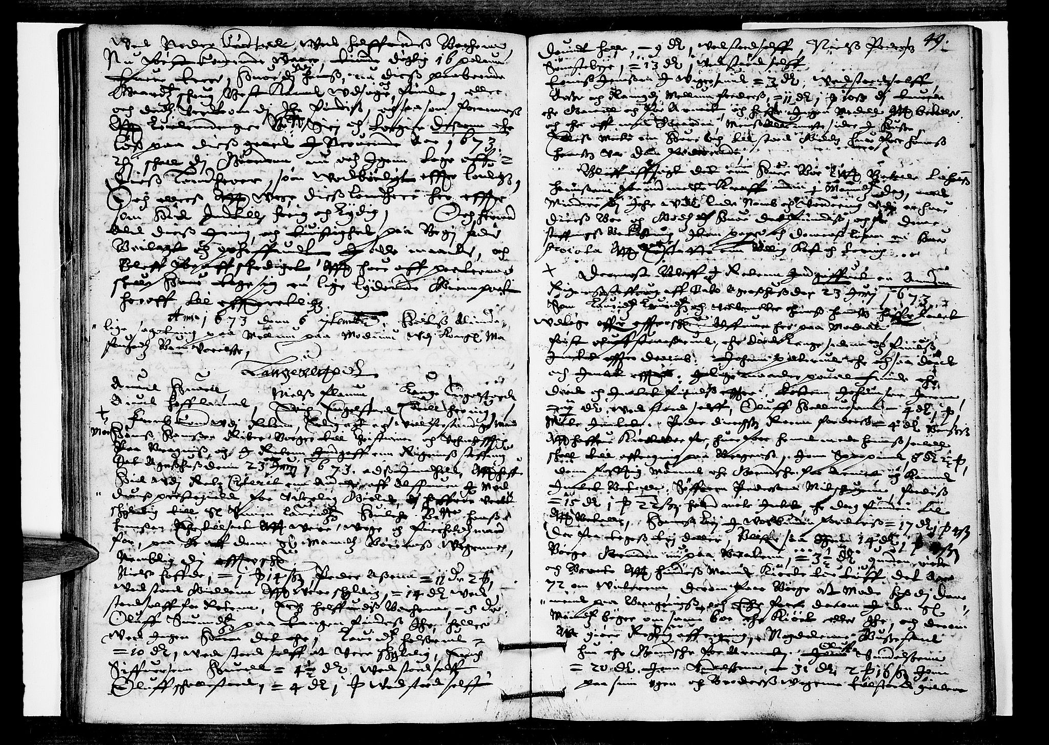 Eiker, Modum og Sigdal sorenskriveri, AV/SAKO-A-123/F/Fa/Faa/L0038: Tingbok, 1673, p. 49