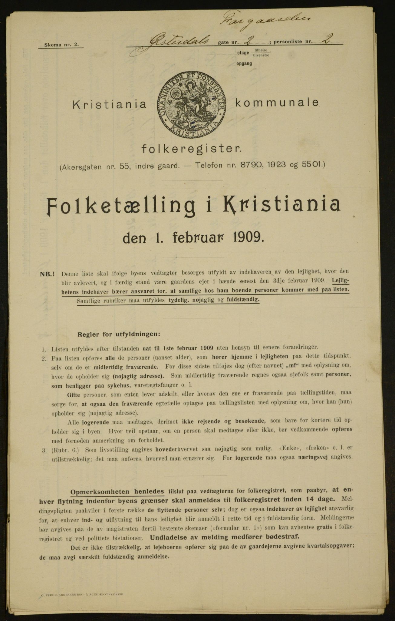 OBA, Municipal Census 1909 for Kristiania, 1909, p. 117078