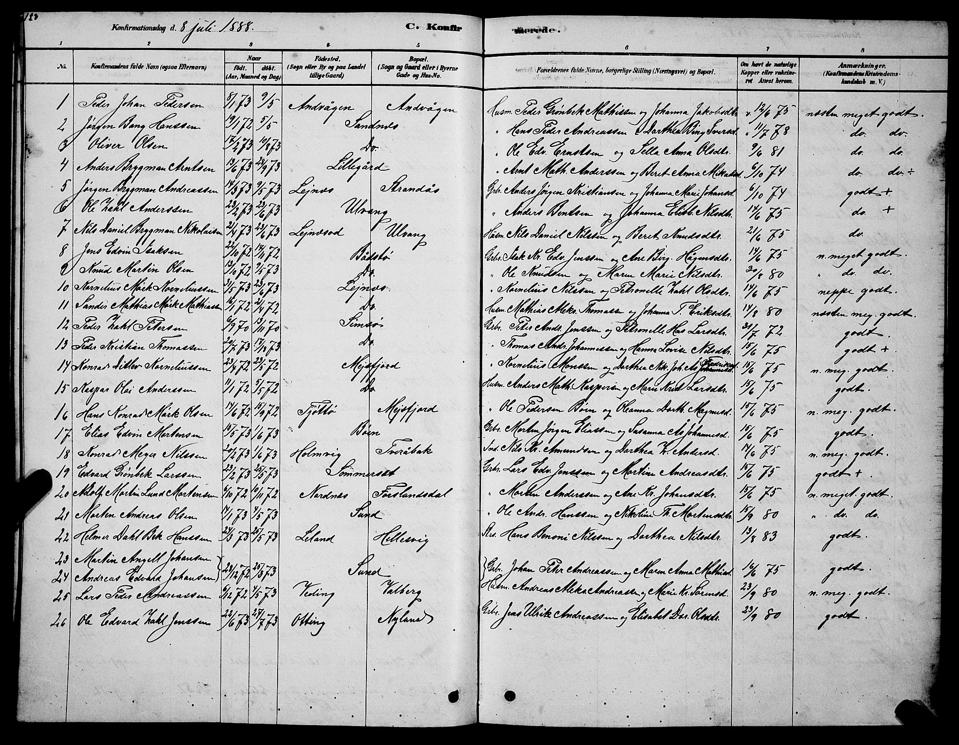 Ministerialprotokoller, klokkerbøker og fødselsregistre - Nordland, AV/SAT-A-1459/831/L0477: Parish register (copy) no. 831C04, 1878-1897, p. 123