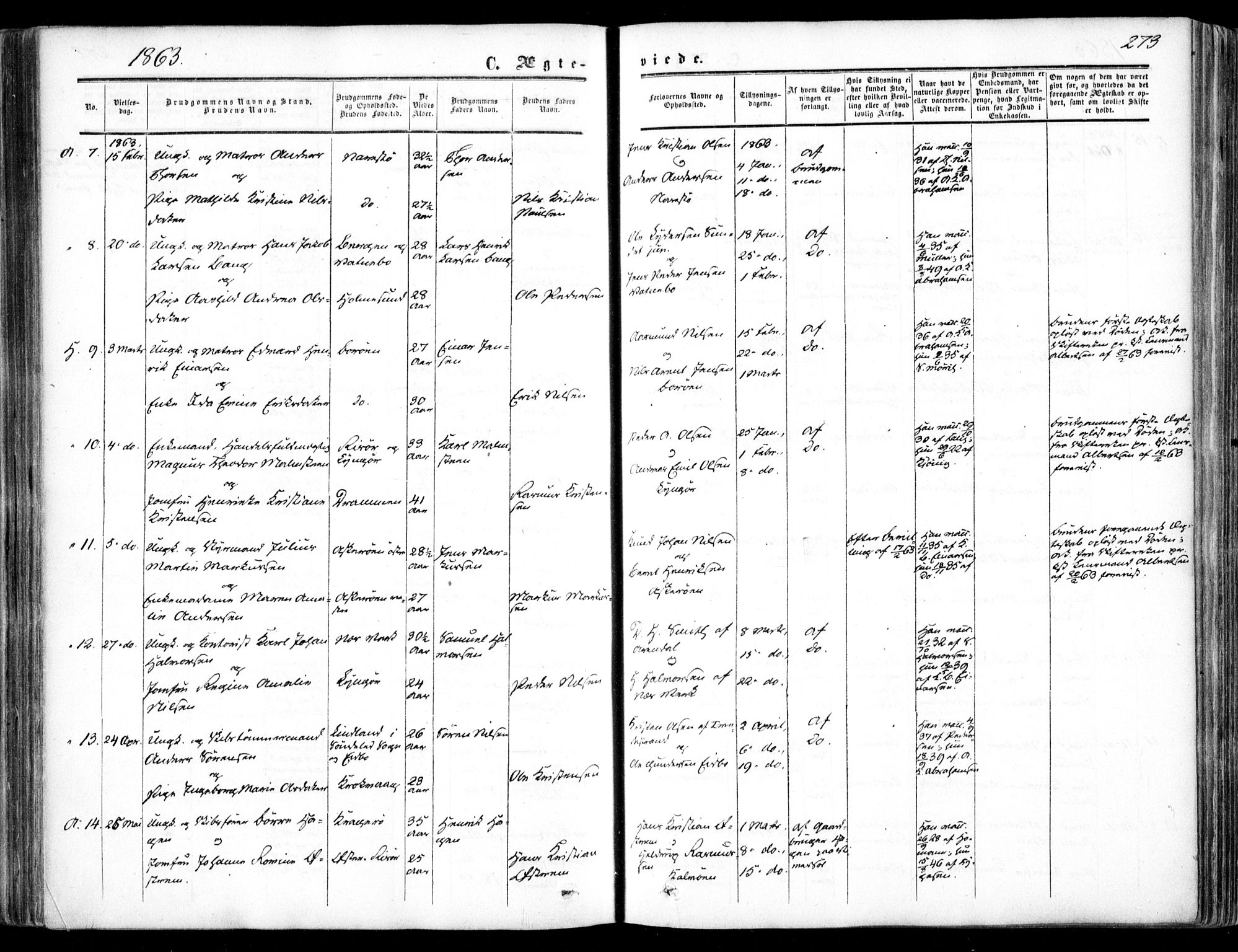 Dypvåg sokneprestkontor, AV/SAK-1111-0007/F/Fa/Faa/L0006: Parish register (official) no. A 6, 1855-1872, p. 273