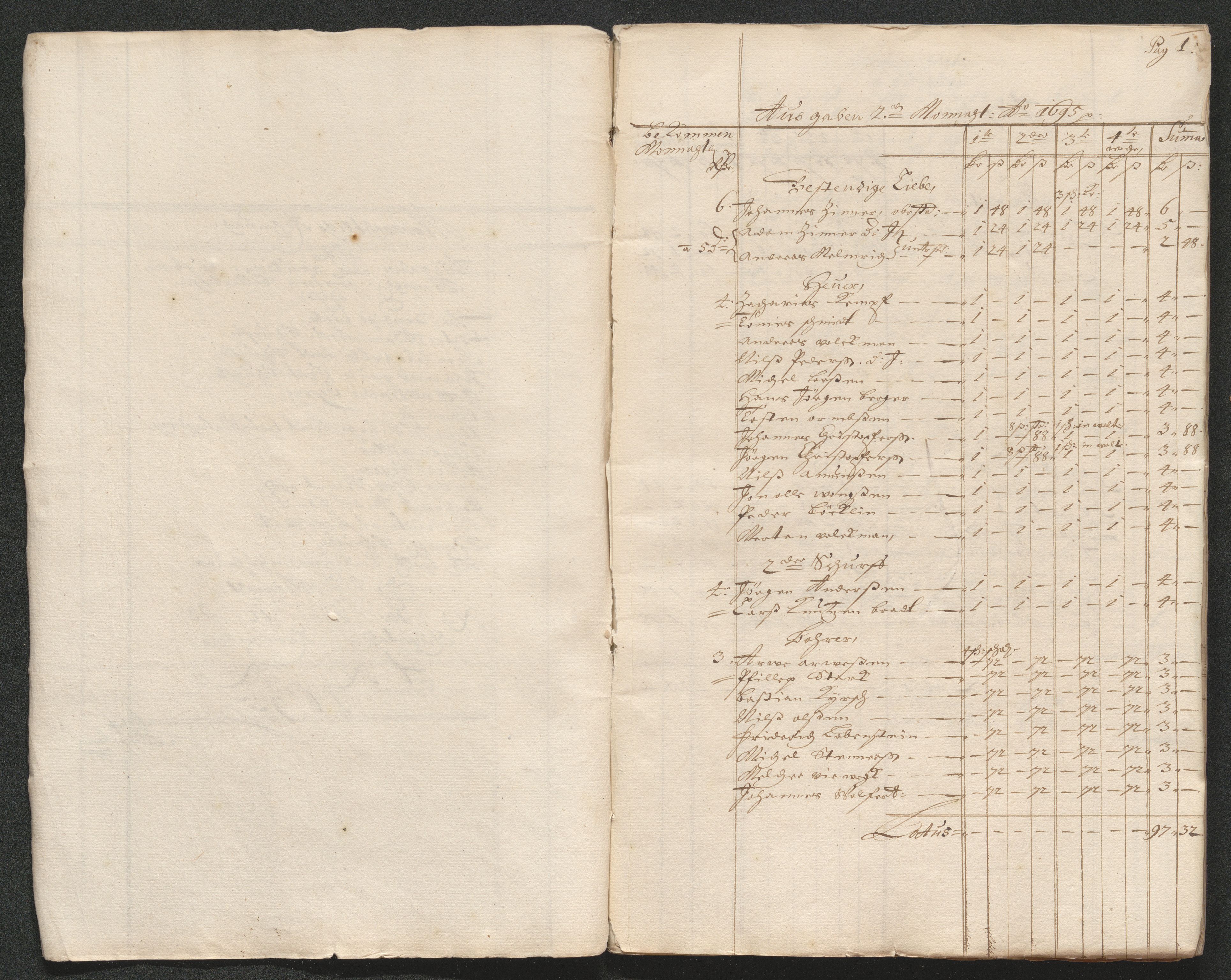 Kongsberg Sølvverk 1623-1816, AV/SAKO-EA-3135/001/D/Dc/Dcd/L0069: Utgiftsregnskap for gruver m.m., 1695, p. 62
