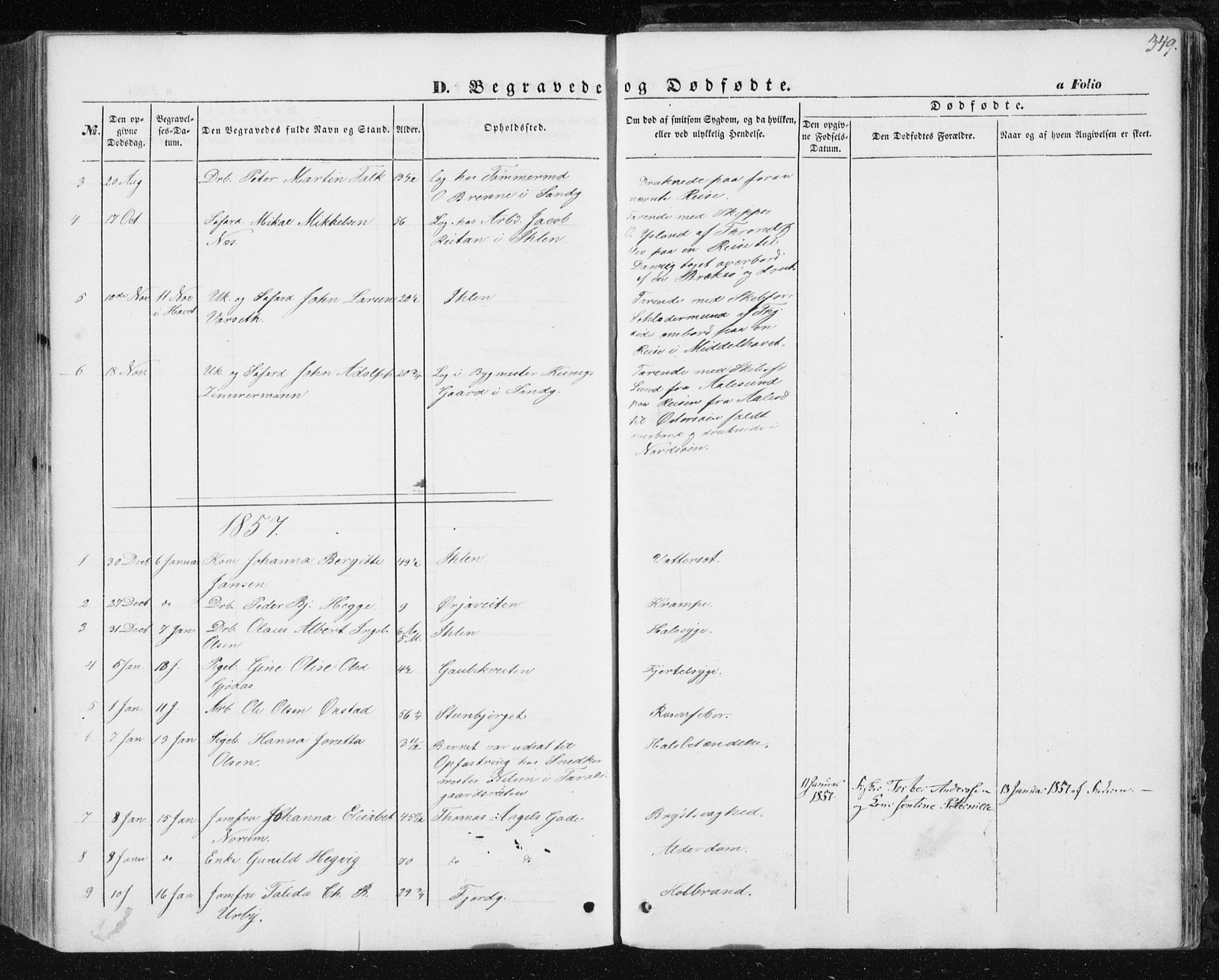 Ministerialprotokoller, klokkerbøker og fødselsregistre - Sør-Trøndelag, SAT/A-1456/602/L0112: Parish register (official) no. 602A10, 1848-1859, p. 349