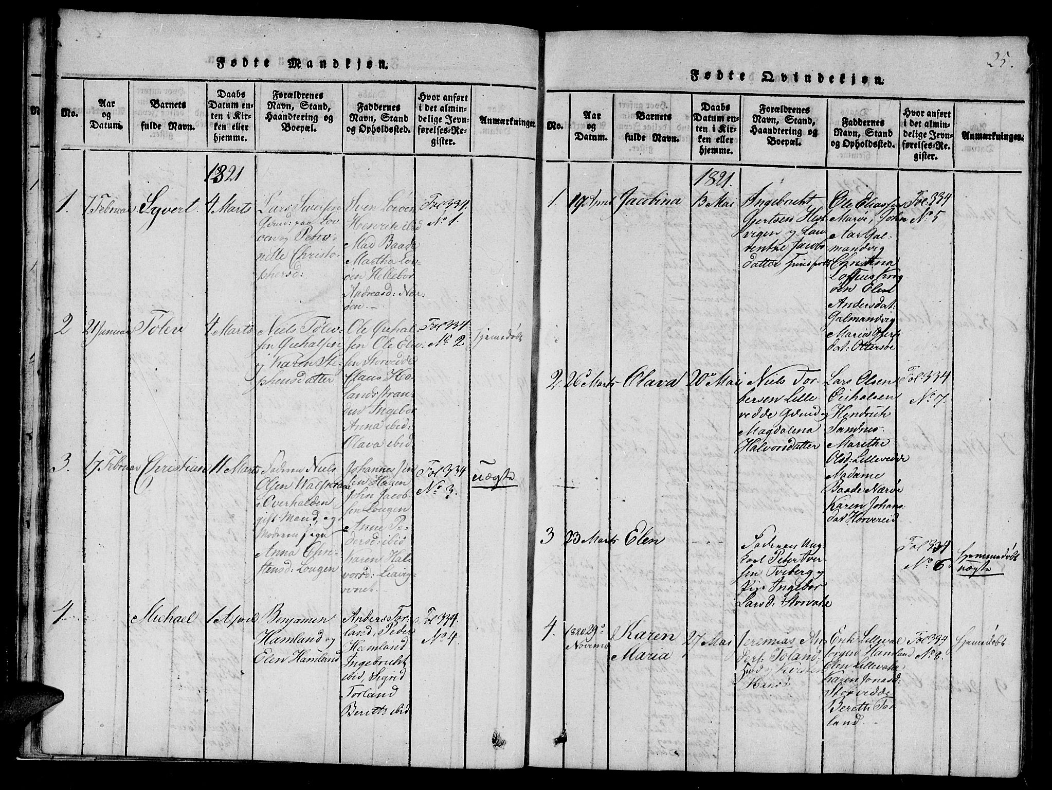 Ministerialprotokoller, klokkerbøker og fødselsregistre - Nord-Trøndelag, SAT/A-1458/784/L0667: Parish register (official) no. 784A03 /1, 1816-1829, p. 25