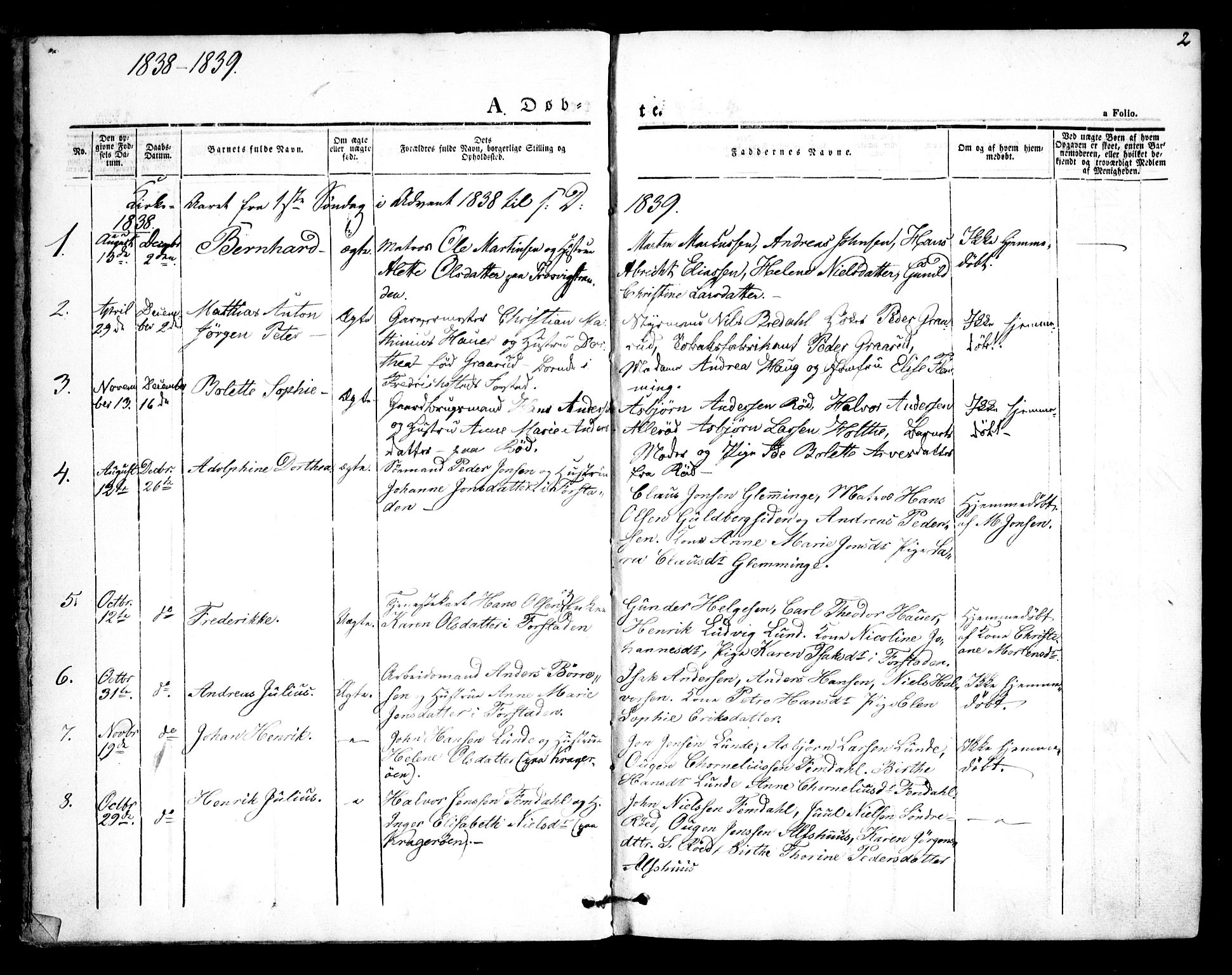 Glemmen prestekontor Kirkebøker, AV/SAO-A-10908/F/Fa/L0005: Parish register (official) no. 5, 1838-1852, p. 2