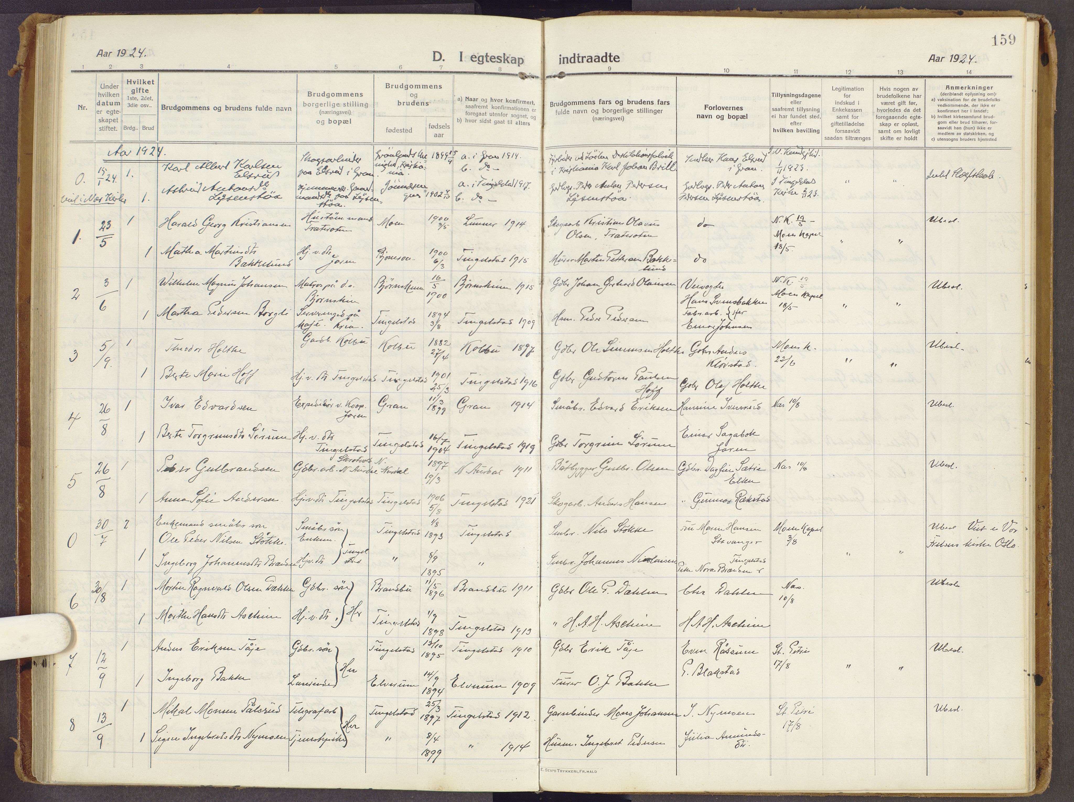 Brandbu prestekontor, AV/SAH-PREST-114/H/Ha/Haa/L0003: Parish register (official) no. 3, 1914-1928, p. 159