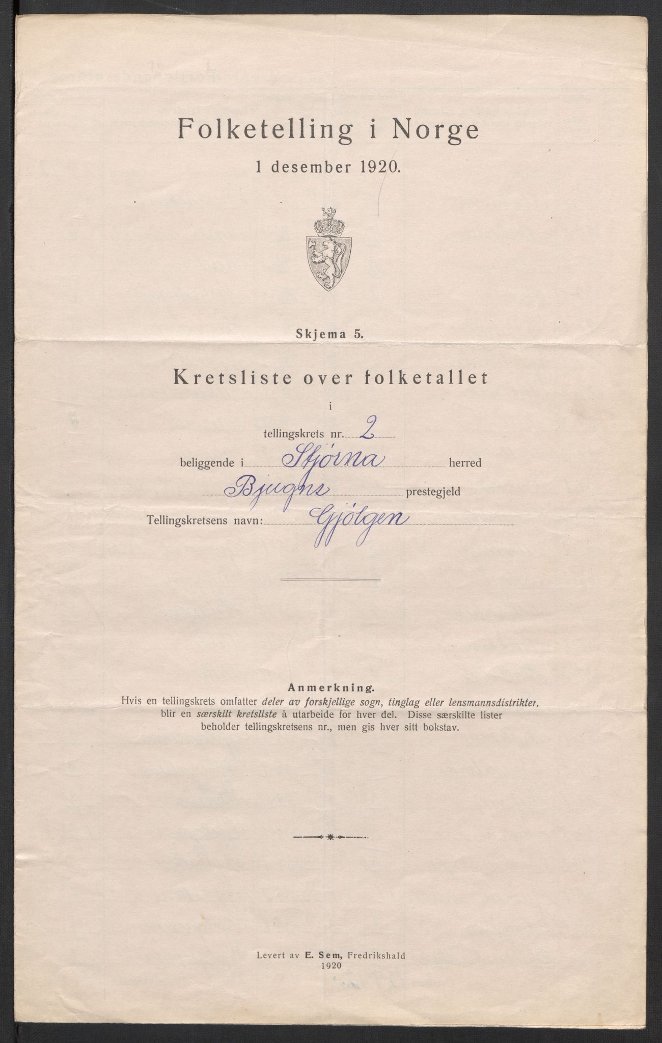 SAT, 1920 census for Stjørna, 1920, p. 11