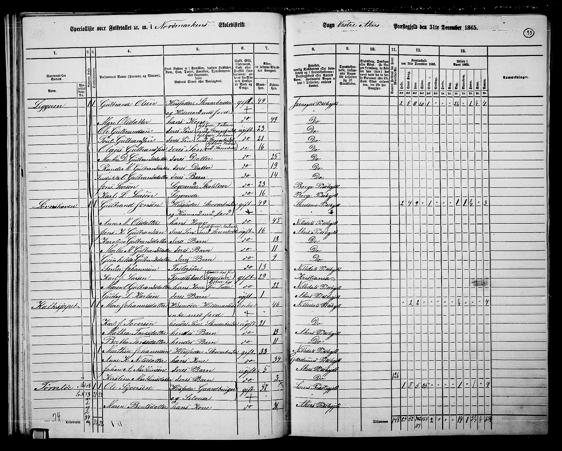 RA, 1865 census for Vestre Aker, 1865, p. 211