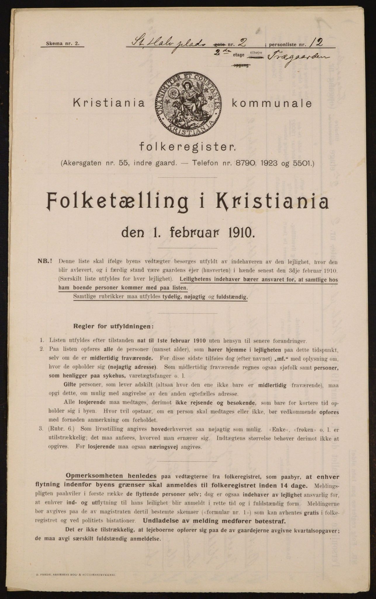 OBA, Municipal Census 1910 for Kristiania, 1910, p. 84051