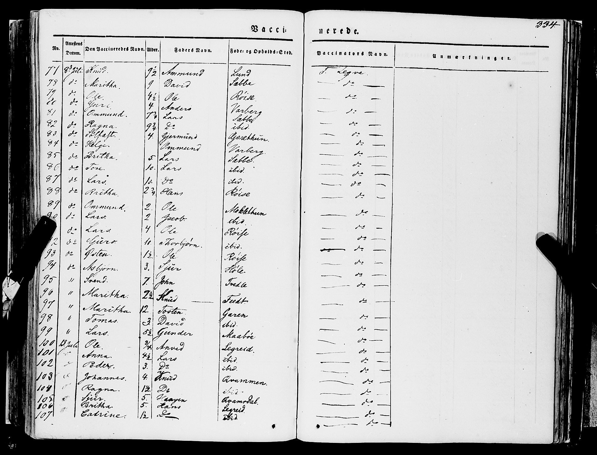 Ulvik sokneprestembete, AV/SAB-A-78801/H/Haa: Parish register (official) no. A 12, 1839-1853, p. 334