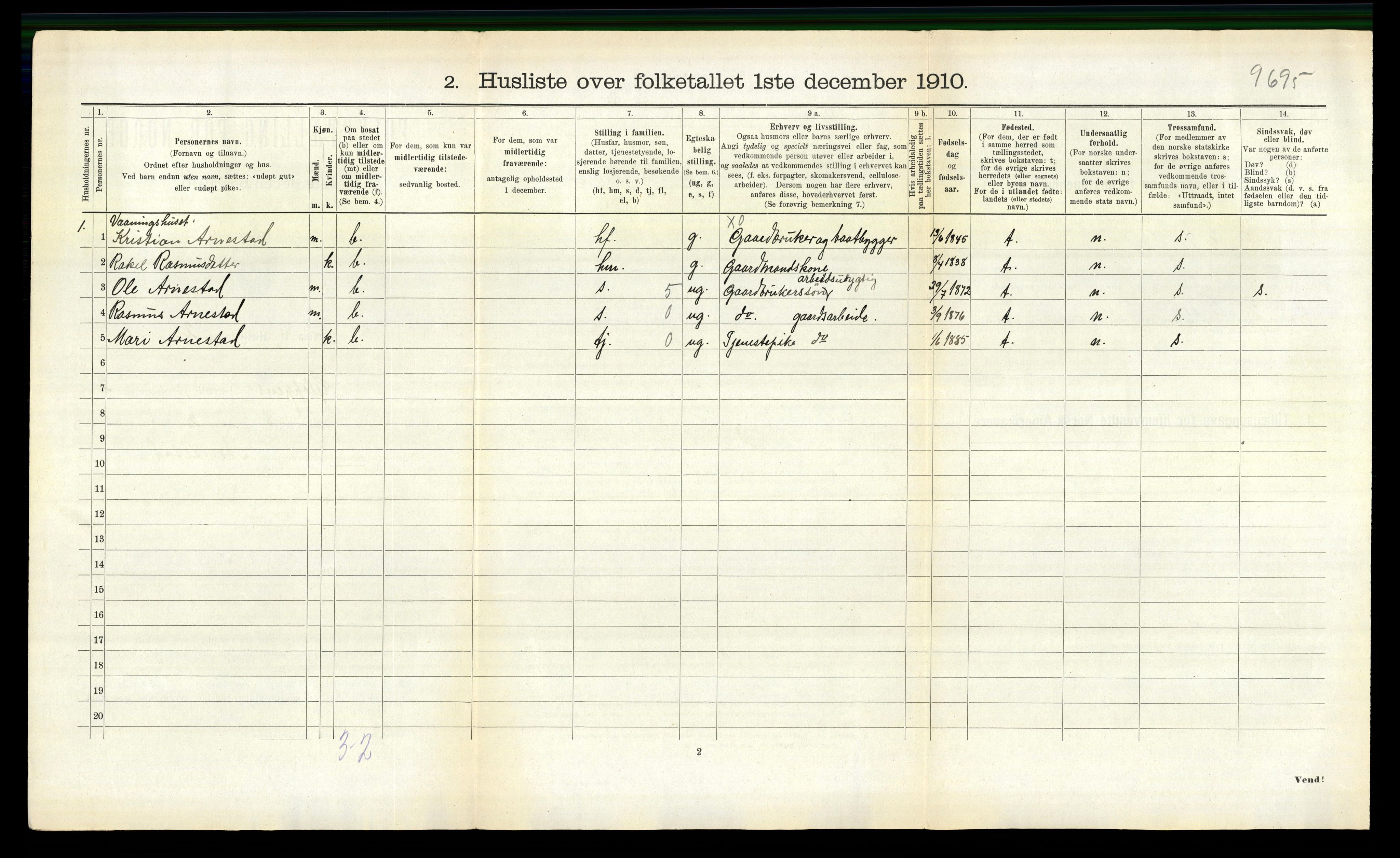 RA, 1910 census for Gloppen, 1910, p. 151