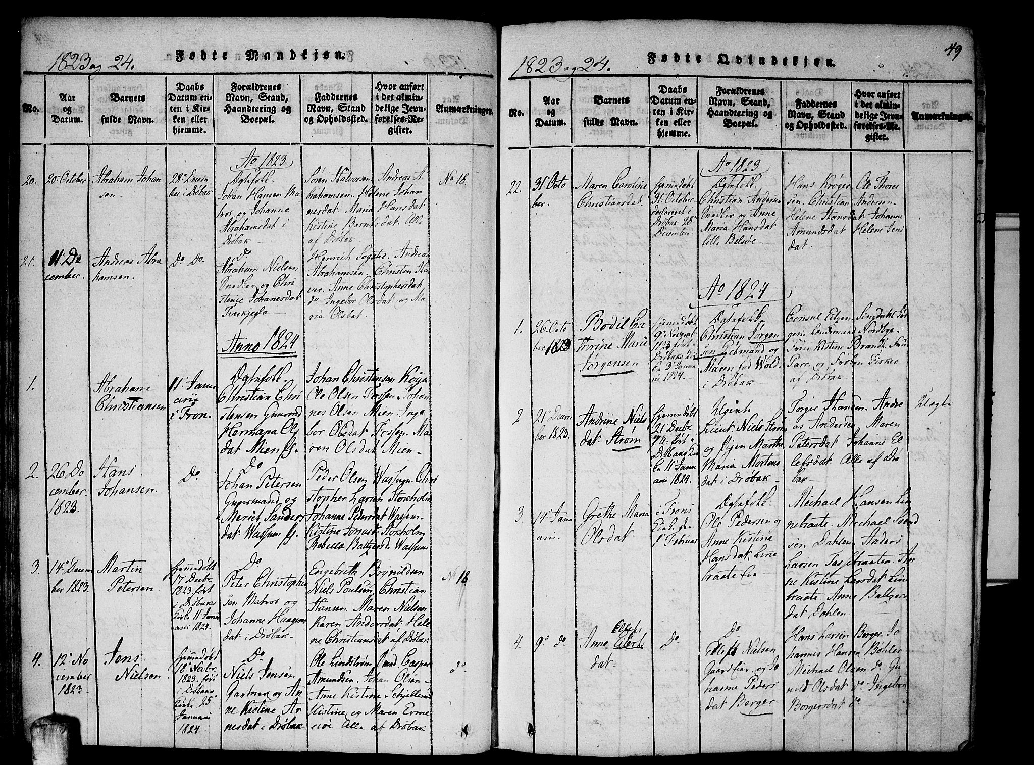 Drøbak prestekontor Kirkebøker, SAO/A-10142a/F/Fa/L0001: Parish register (official) no. I 1, 1816-1842, p. 49