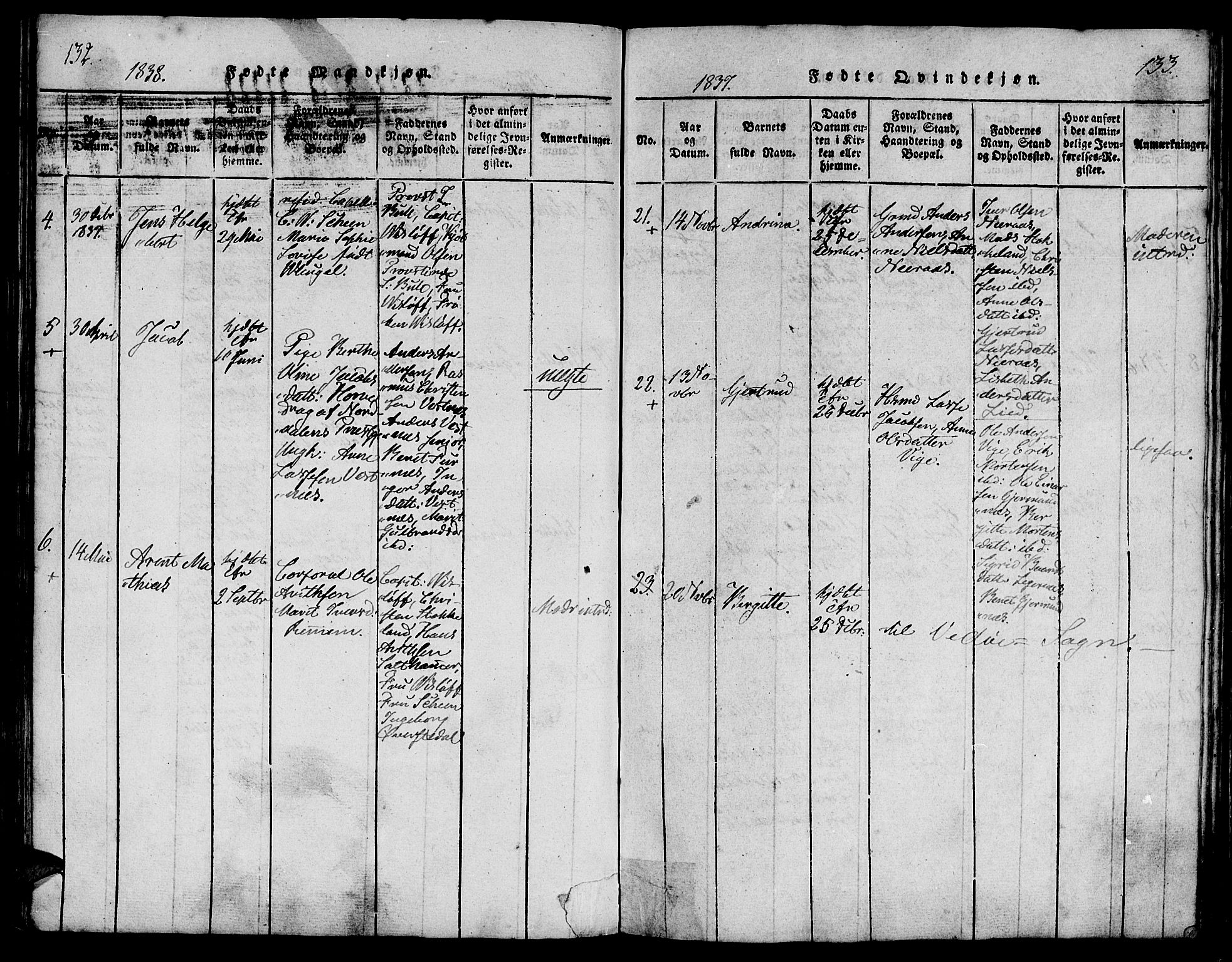 Ministerialprotokoller, klokkerbøker og fødselsregistre - Møre og Romsdal, AV/SAT-A-1454/539/L0528: Parish register (official) no. 539A01, 1818-1847, p. 132-133