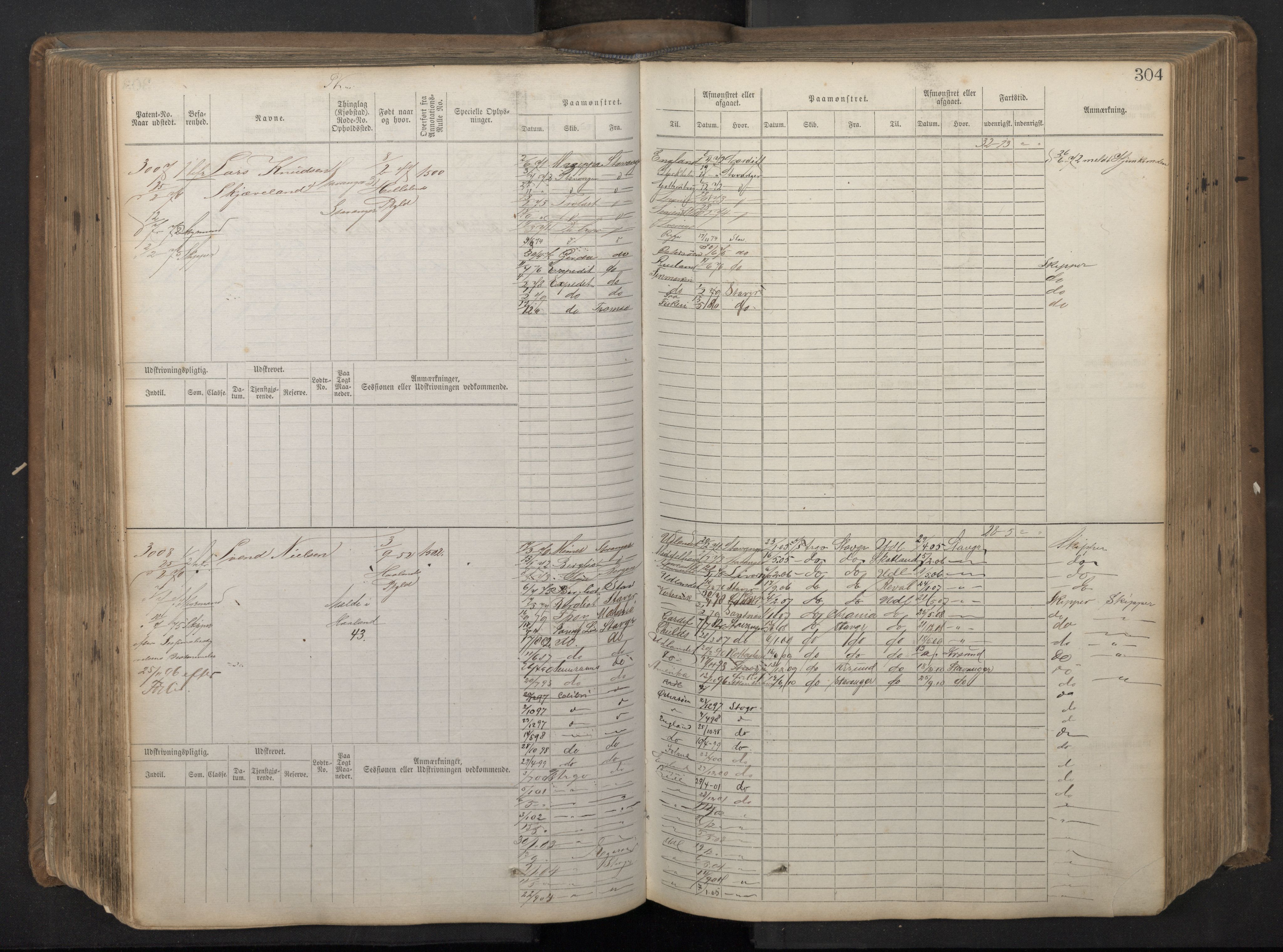 Stavanger sjømannskontor, AV/SAST-A-102006/F/Fb/Fbb/L0018: Sjøfartshovedrulle patnentnr. 2402-3602 (dublett), 1869, p. 308