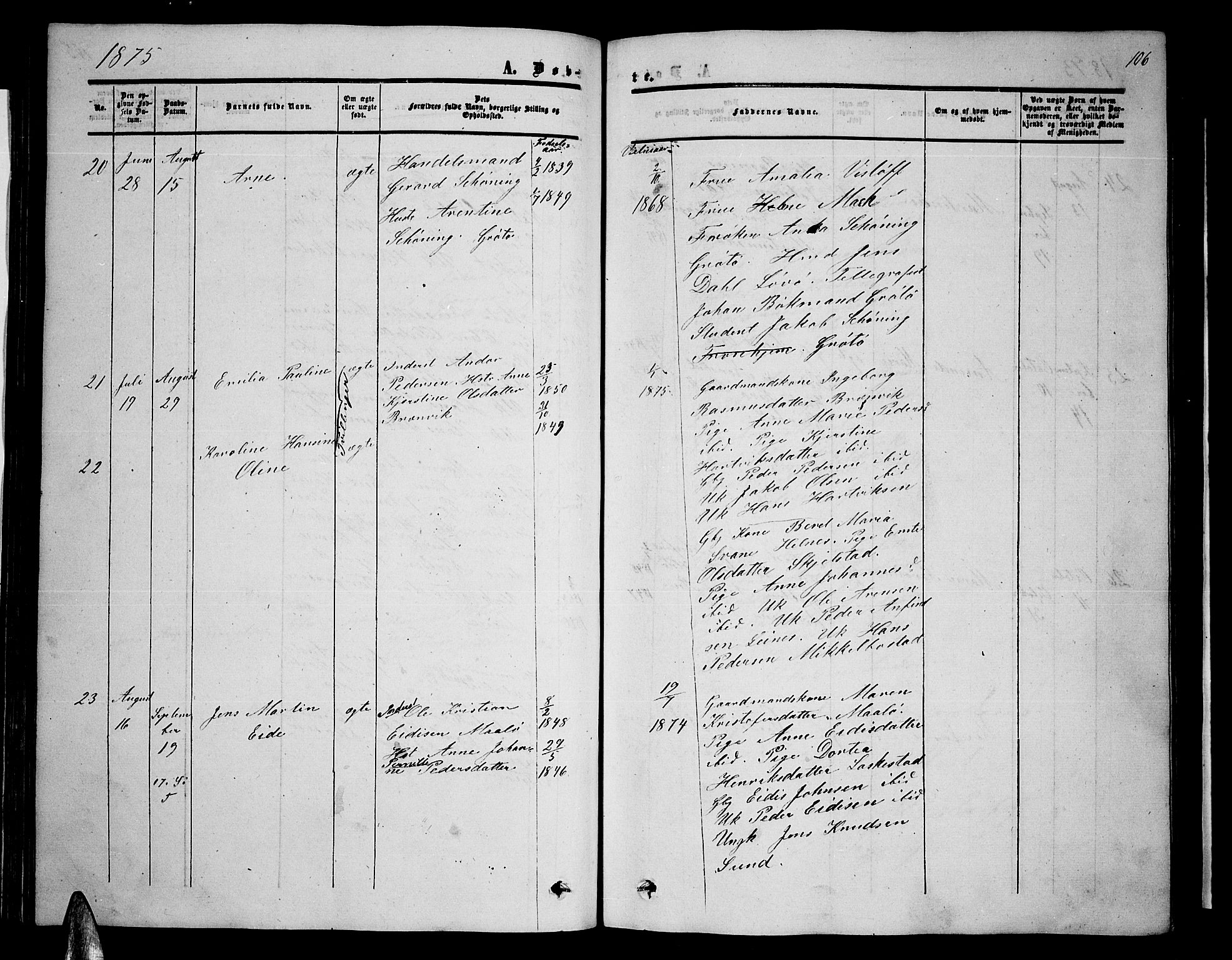 Ministerialprotokoller, klokkerbøker og fødselsregistre - Nordland, AV/SAT-A-1459/857/L0827: Parish register (copy) no. 857C02, 1852-1879, p. 106