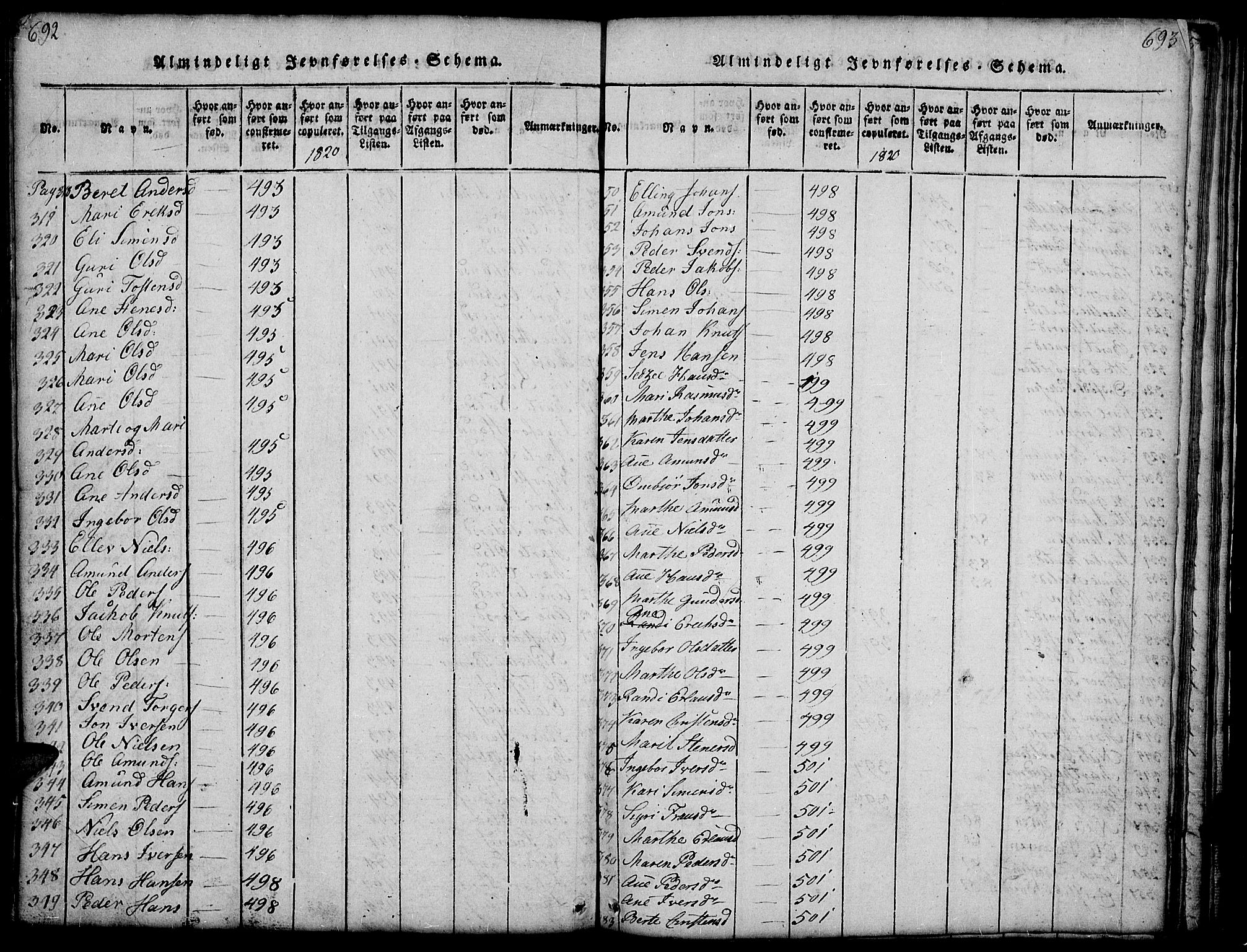 Gausdal prestekontor, SAH/PREST-090/H/Ha/Hab/L0001: Parish register (copy) no. 1, 1817-1848, p. 692-693