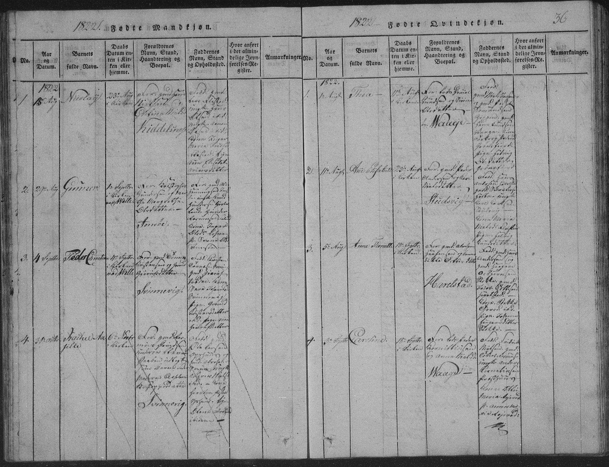 Sør-Audnedal sokneprestkontor, AV/SAK-1111-0039/F/Fb/Fba/L0001: Parish register (copy) no. B 1, 1815-1850, p. 36