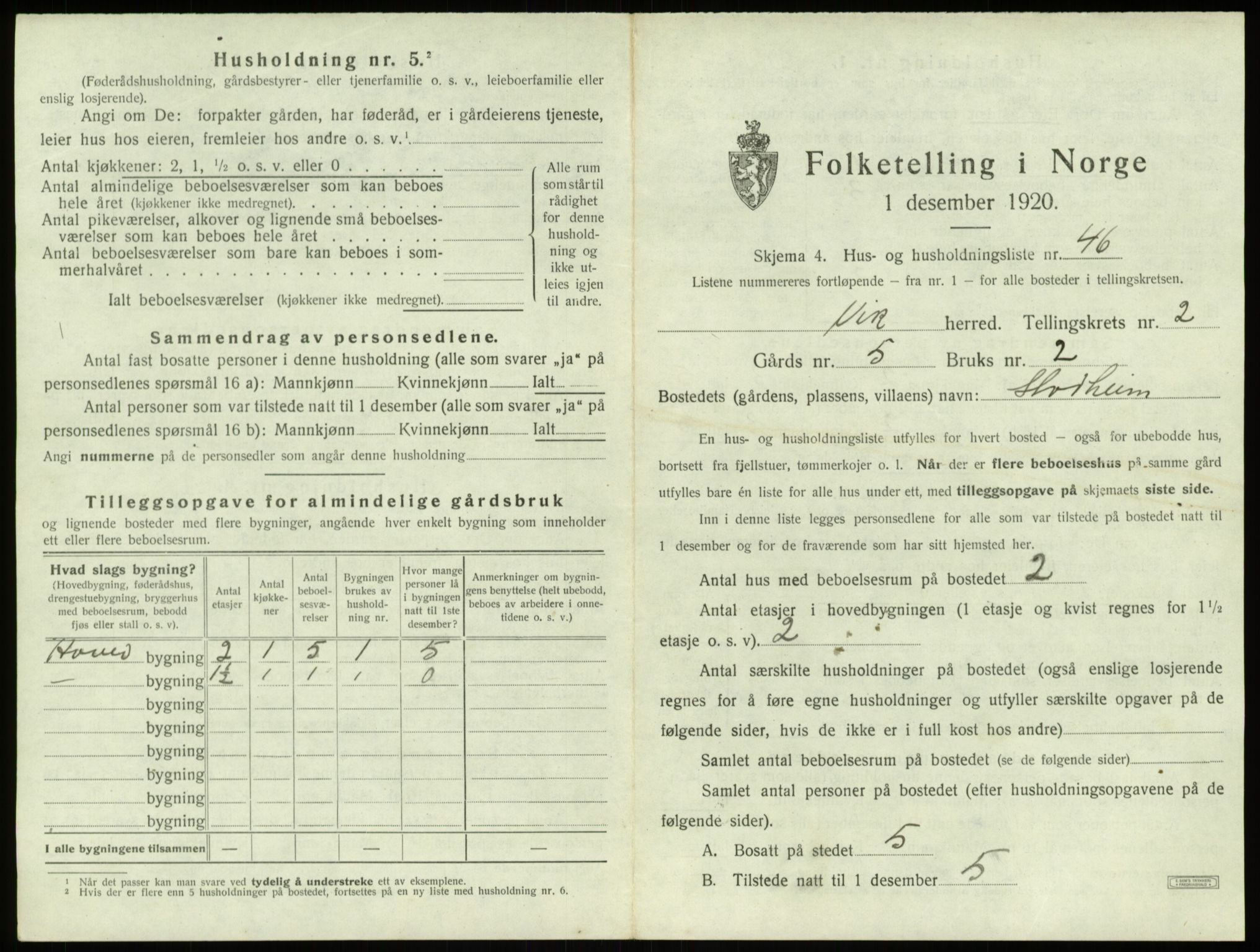 SAB, 1920 census for Vik, 1920, p. 362