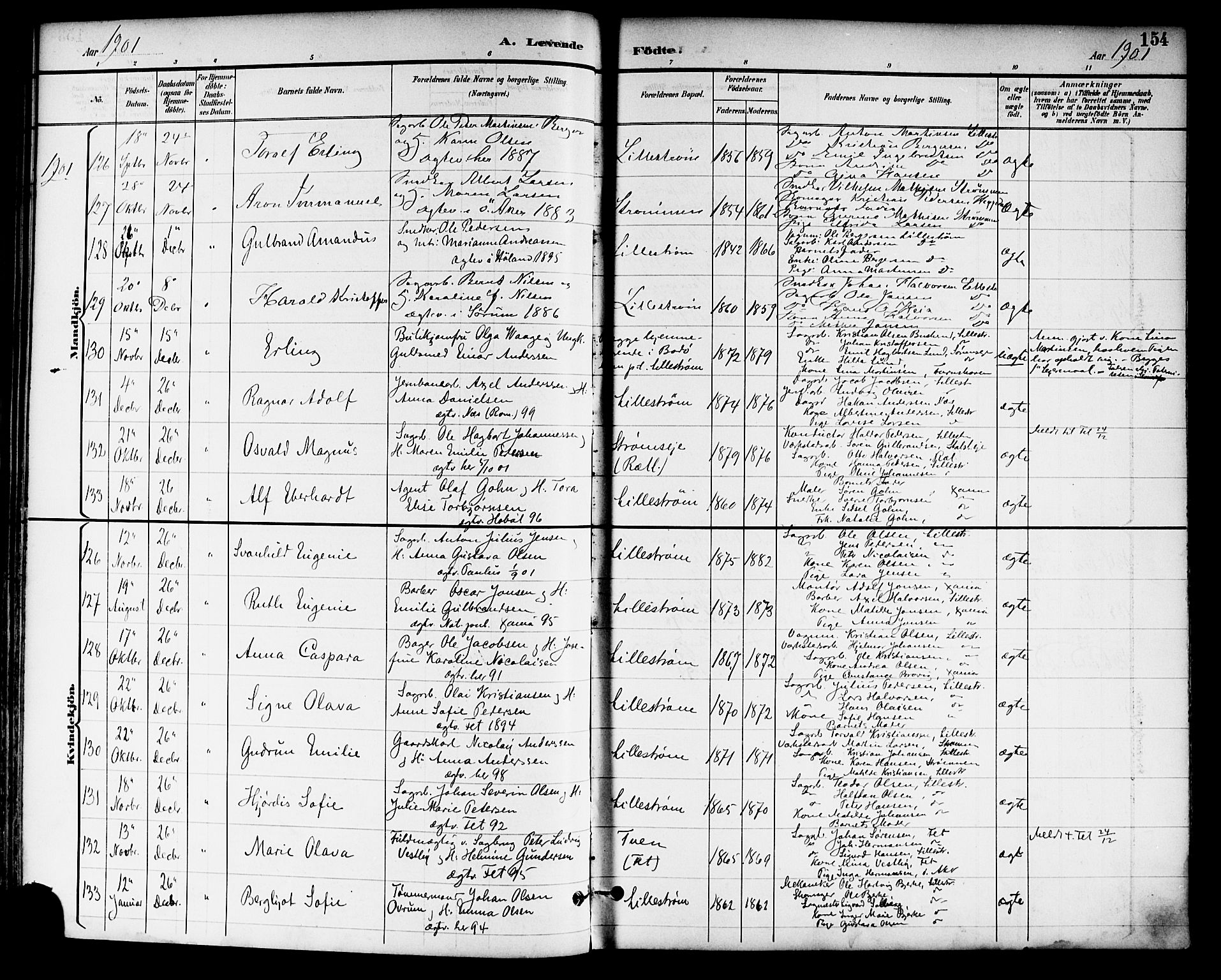 Skedsmo prestekontor Kirkebøker, SAO/A-10033a/F/Fa/L0014: Parish register (official) no. I 14, 1892-1901, p. 154