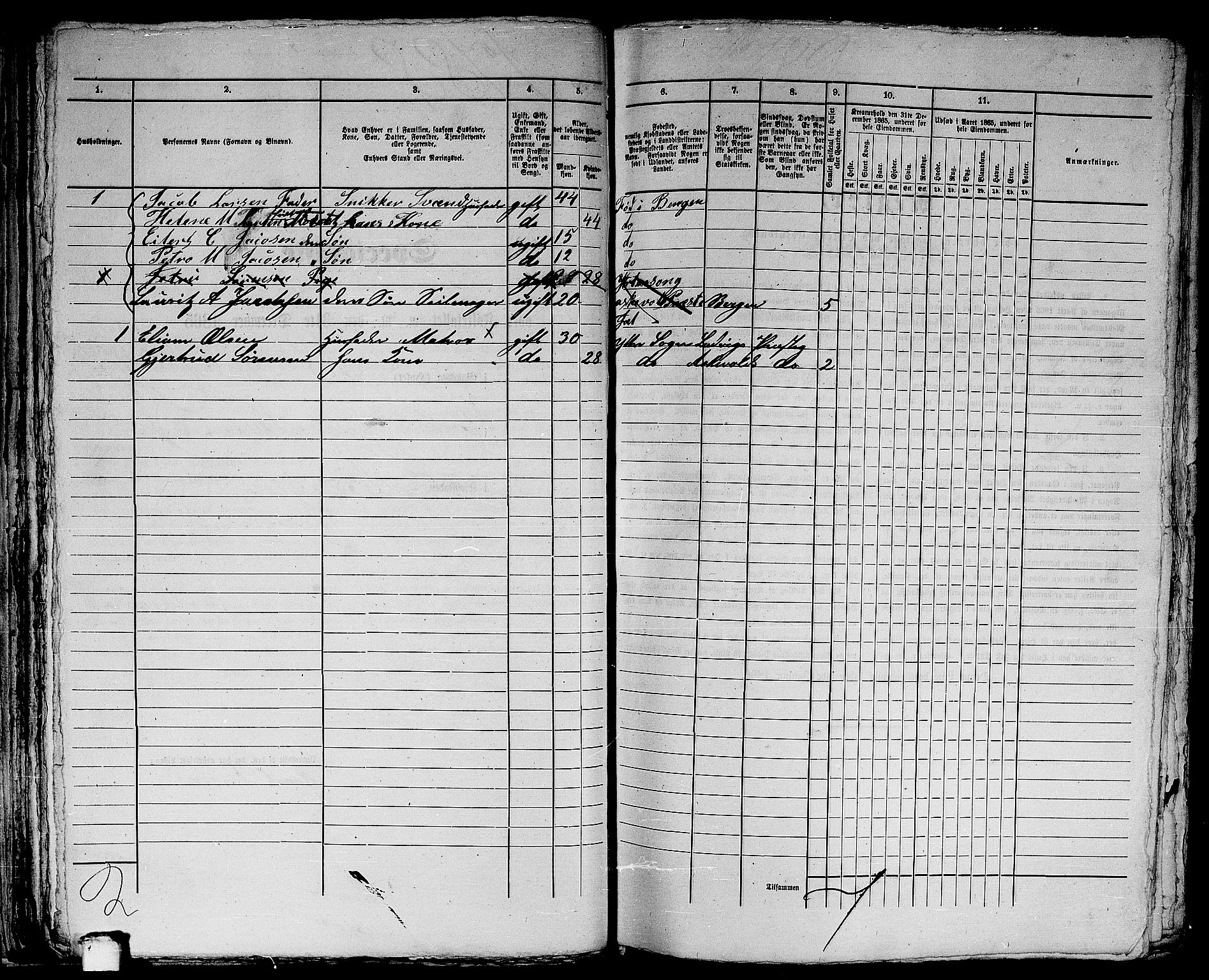 RA, 1865 census for Bergen, 1865, p. 3662