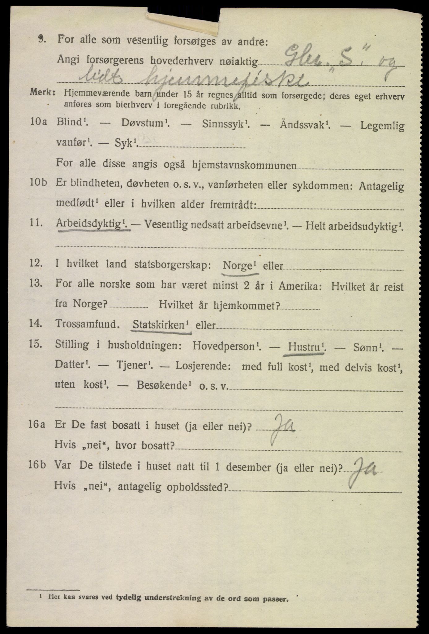 SAK, 1920 census for Spangereid, 1920, p. 2222