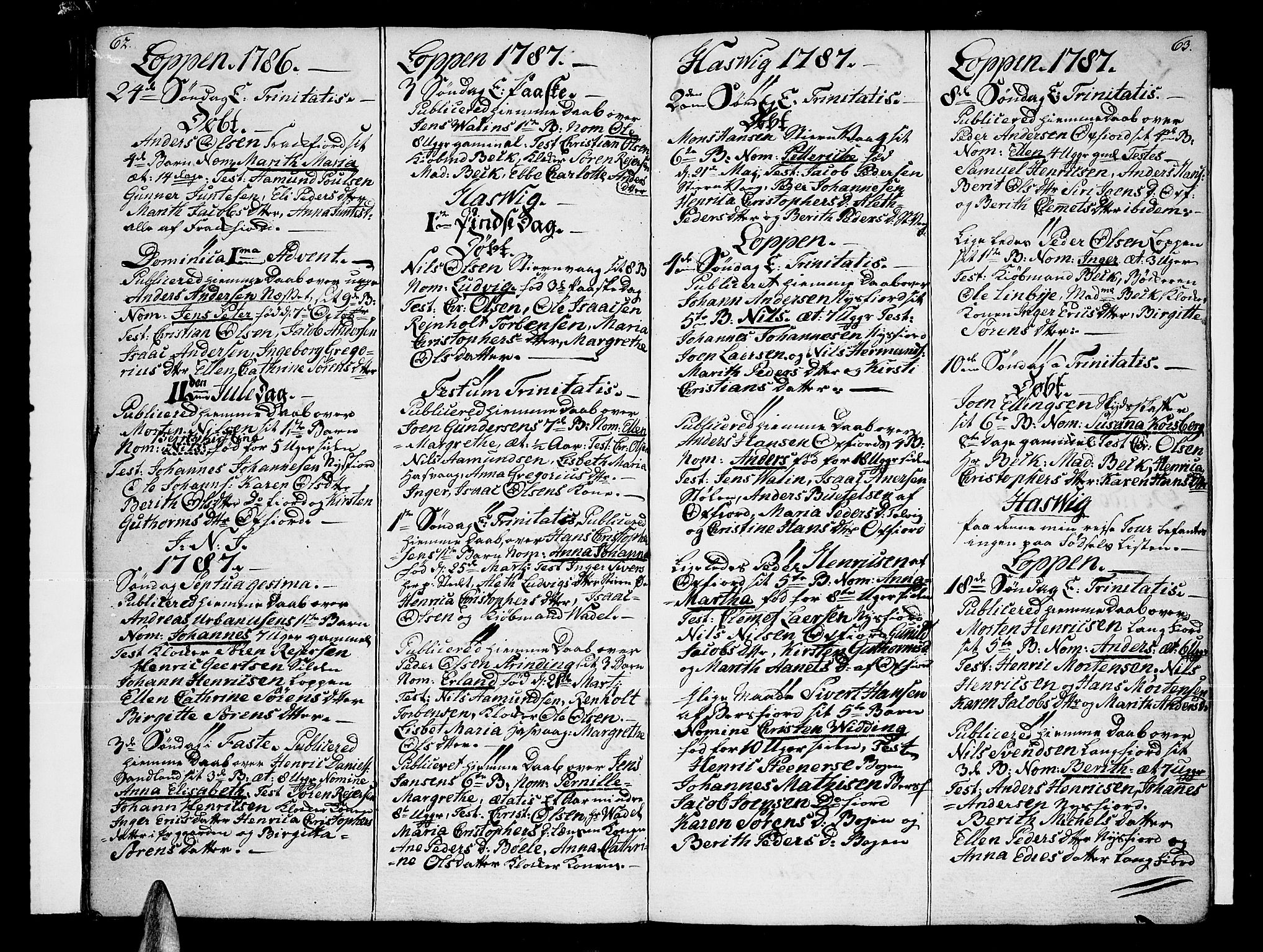 Loppa sokneprestkontor, SATØ/S-1339/H/Ha/L0002kirke: Parish register (official) no. 2, 1785-1821, p. 62-63