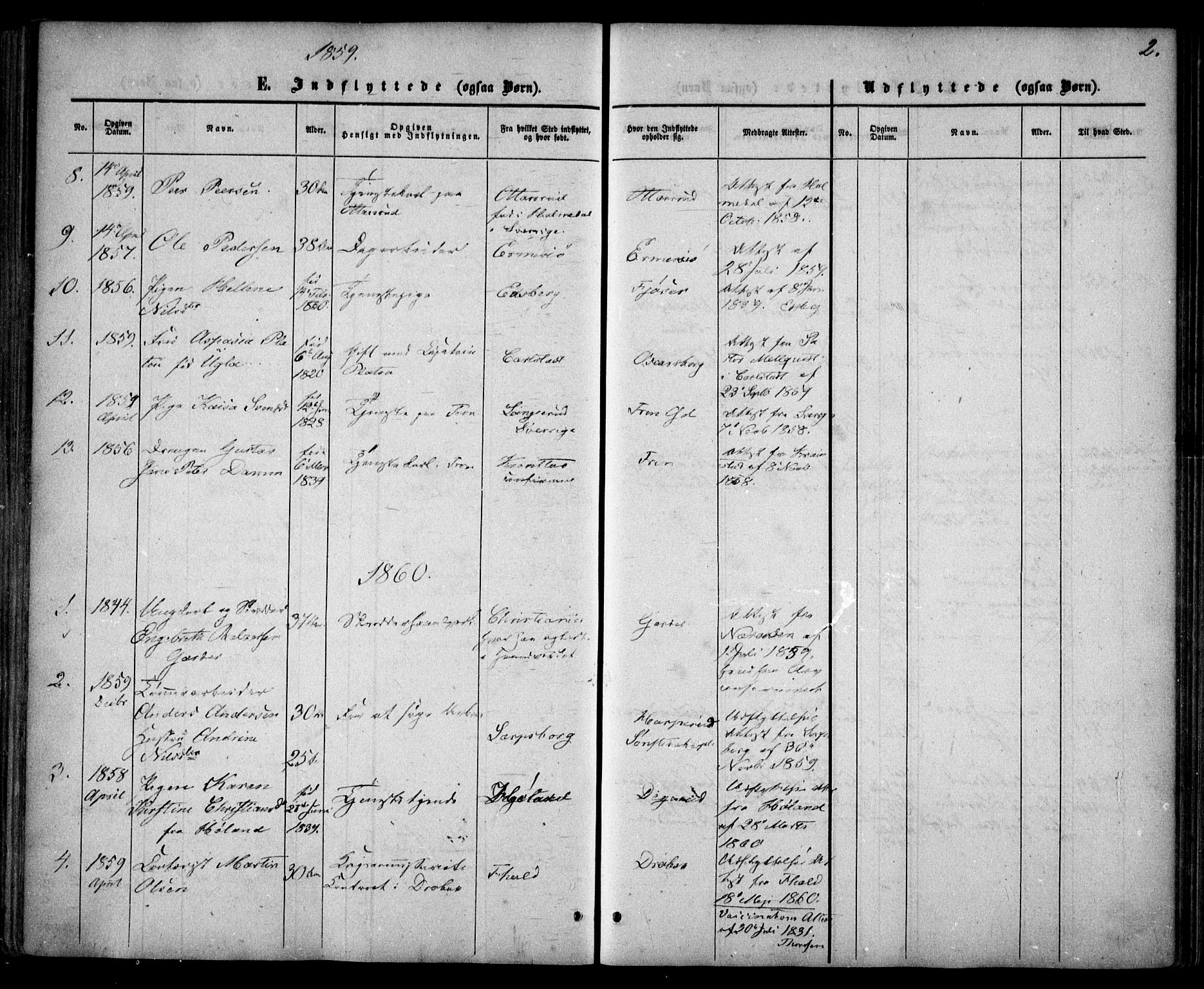 Drøbak prestekontor Kirkebøker, SAO/A-10142a/F/Fa/L0002: Parish register (official) no. I 2, 1858-1870, p. 2