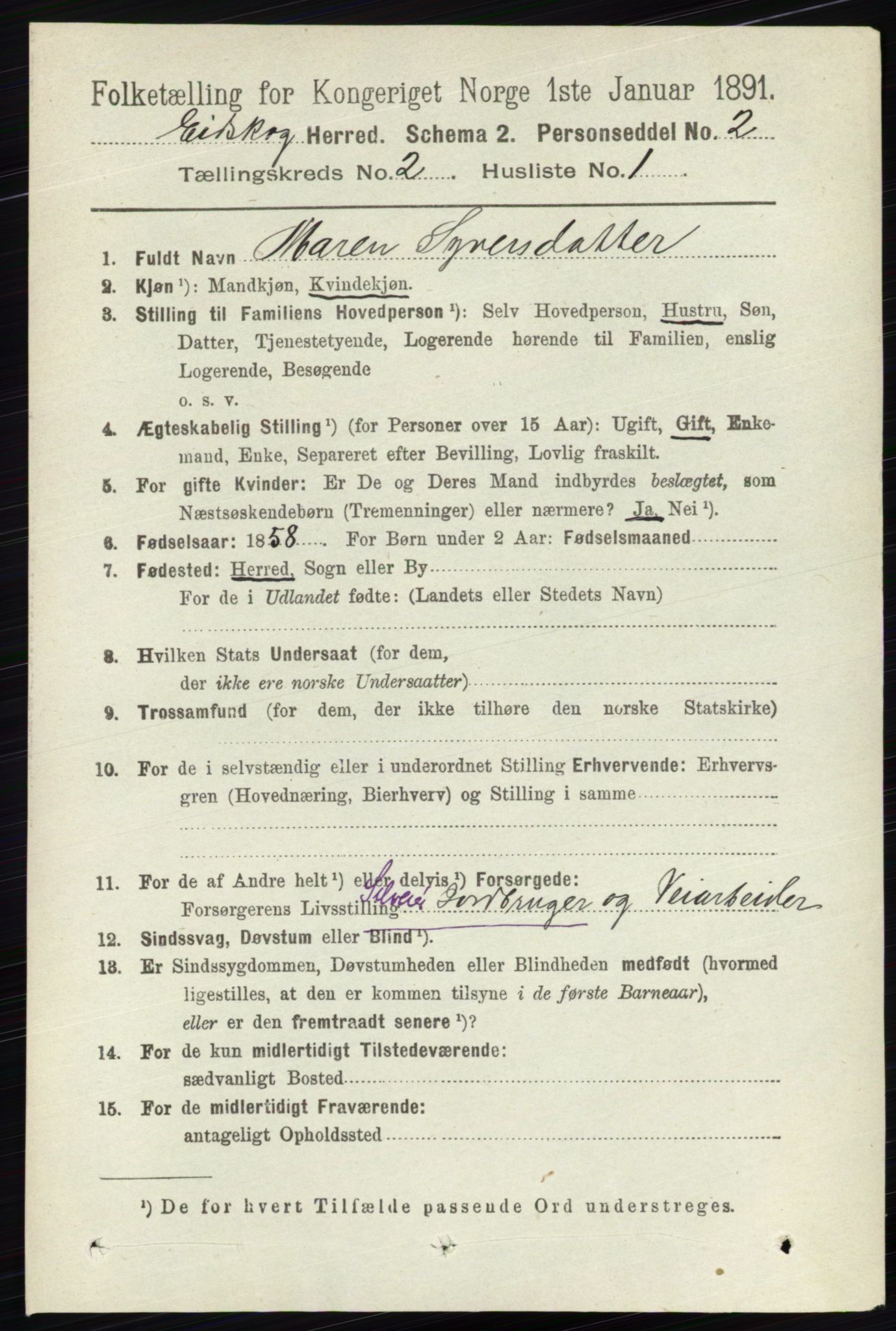 RA, 1891 census for 0420 Eidskog, 1891, p. 511