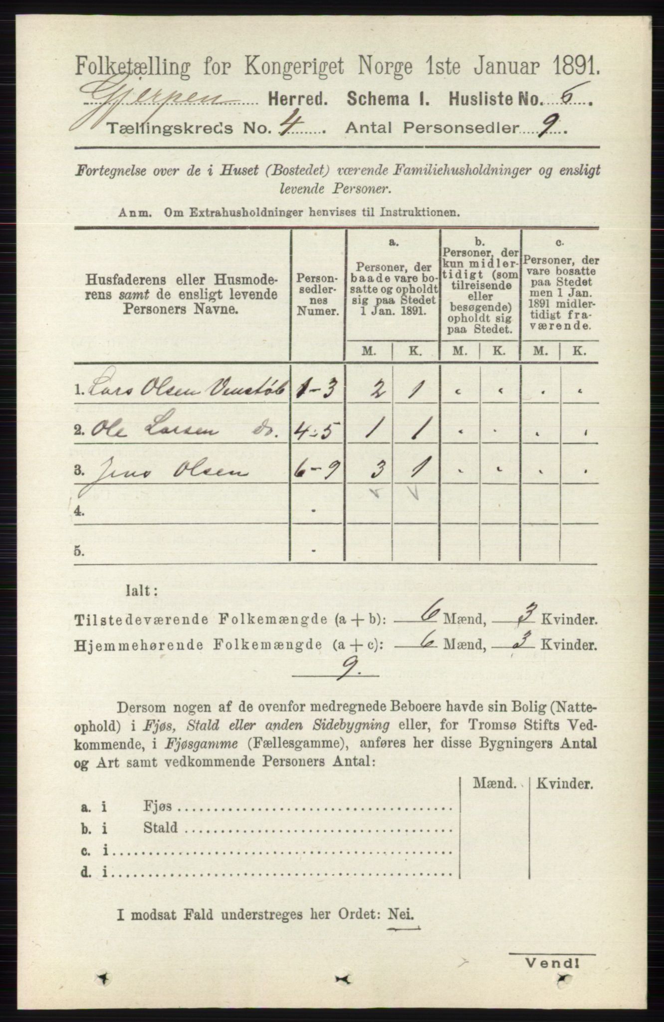 RA, 1891 census for 0812 Gjerpen, 1891, p. 1867