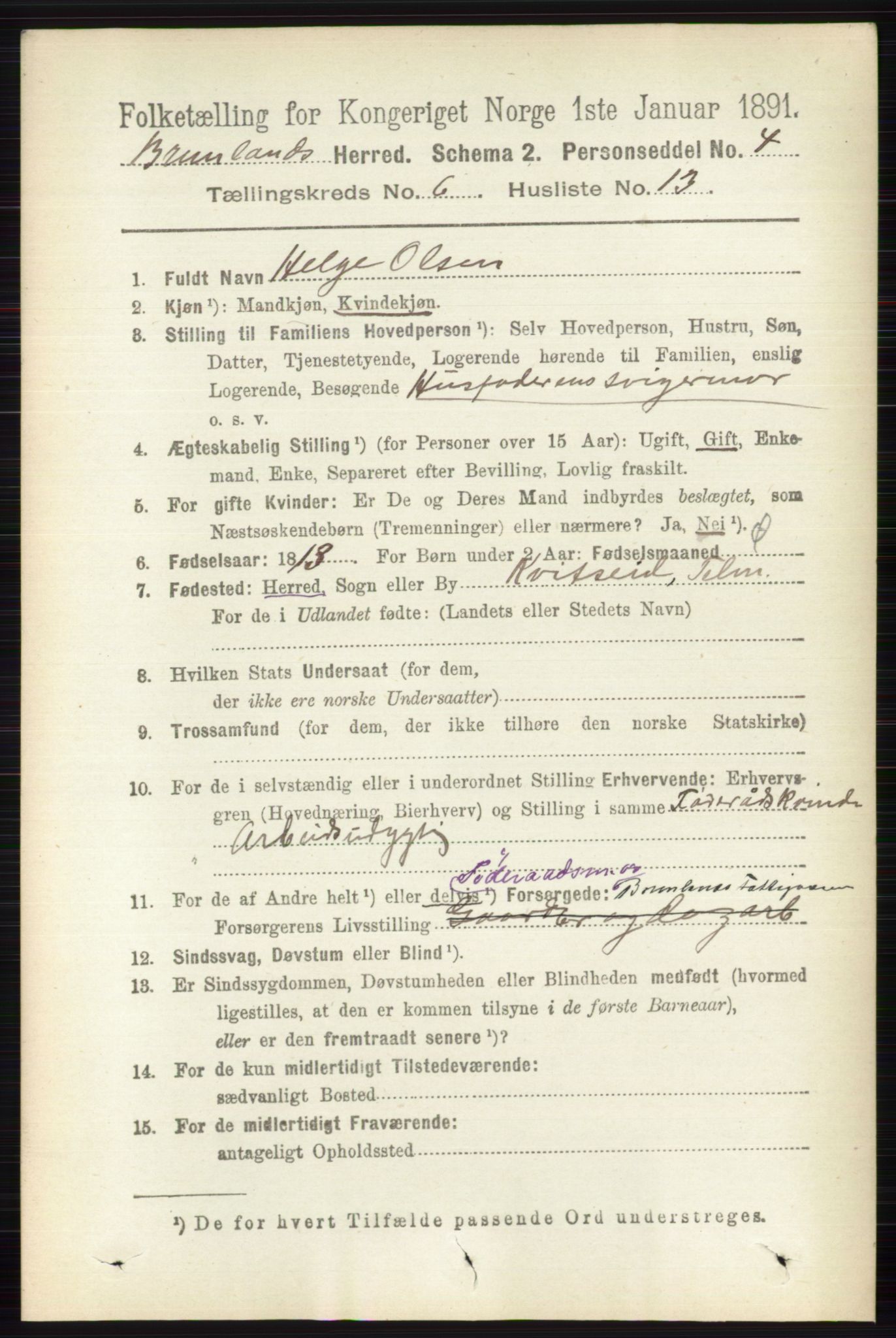 RA, 1891 census for 0726 Brunlanes, 1891, p. 2705