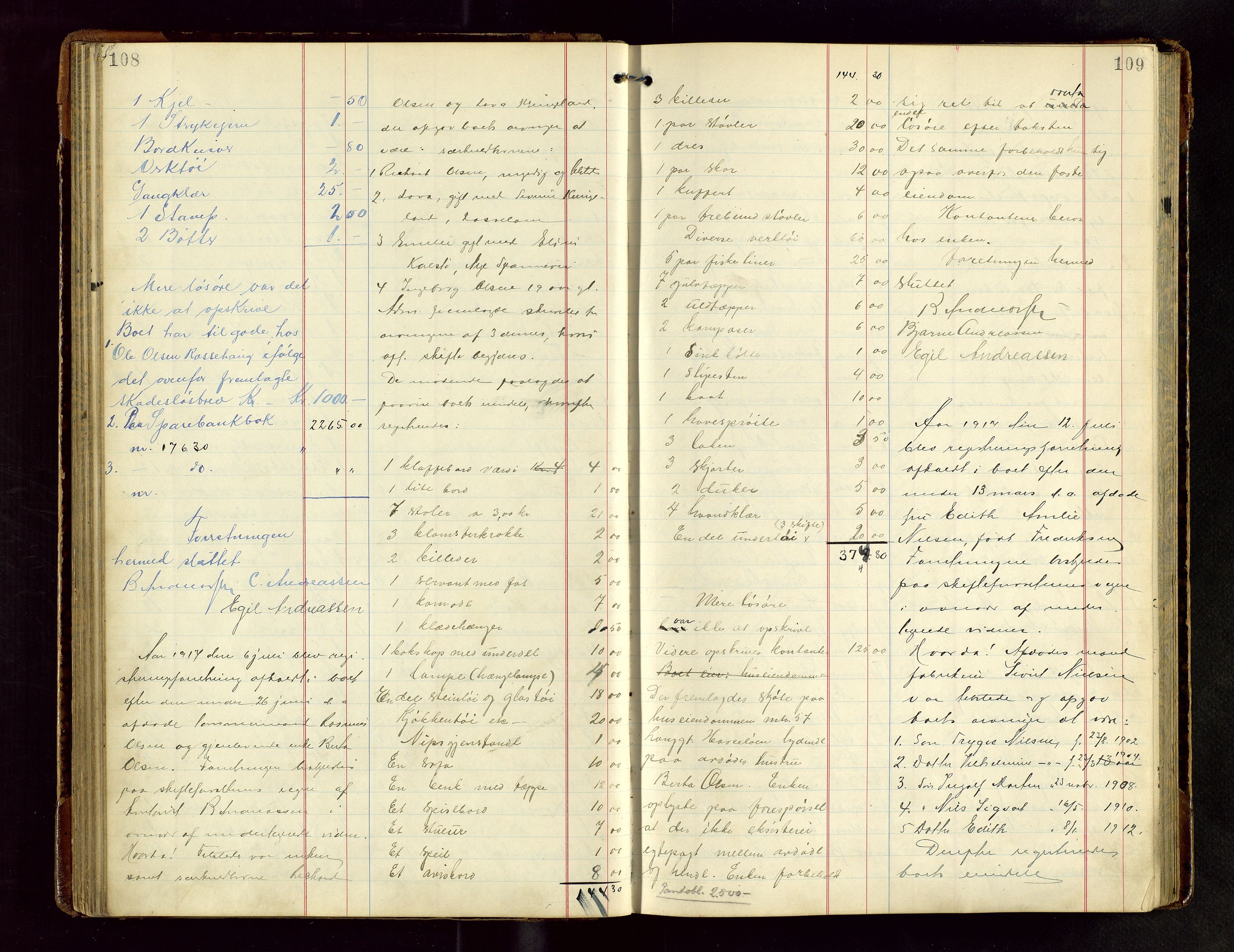 Haugesund tingrett, AV/SAST-A-101415/01/IV/IVB/L0004: Skifteregistreringsprotokoll, med register, 1914-1923, p. 108-109