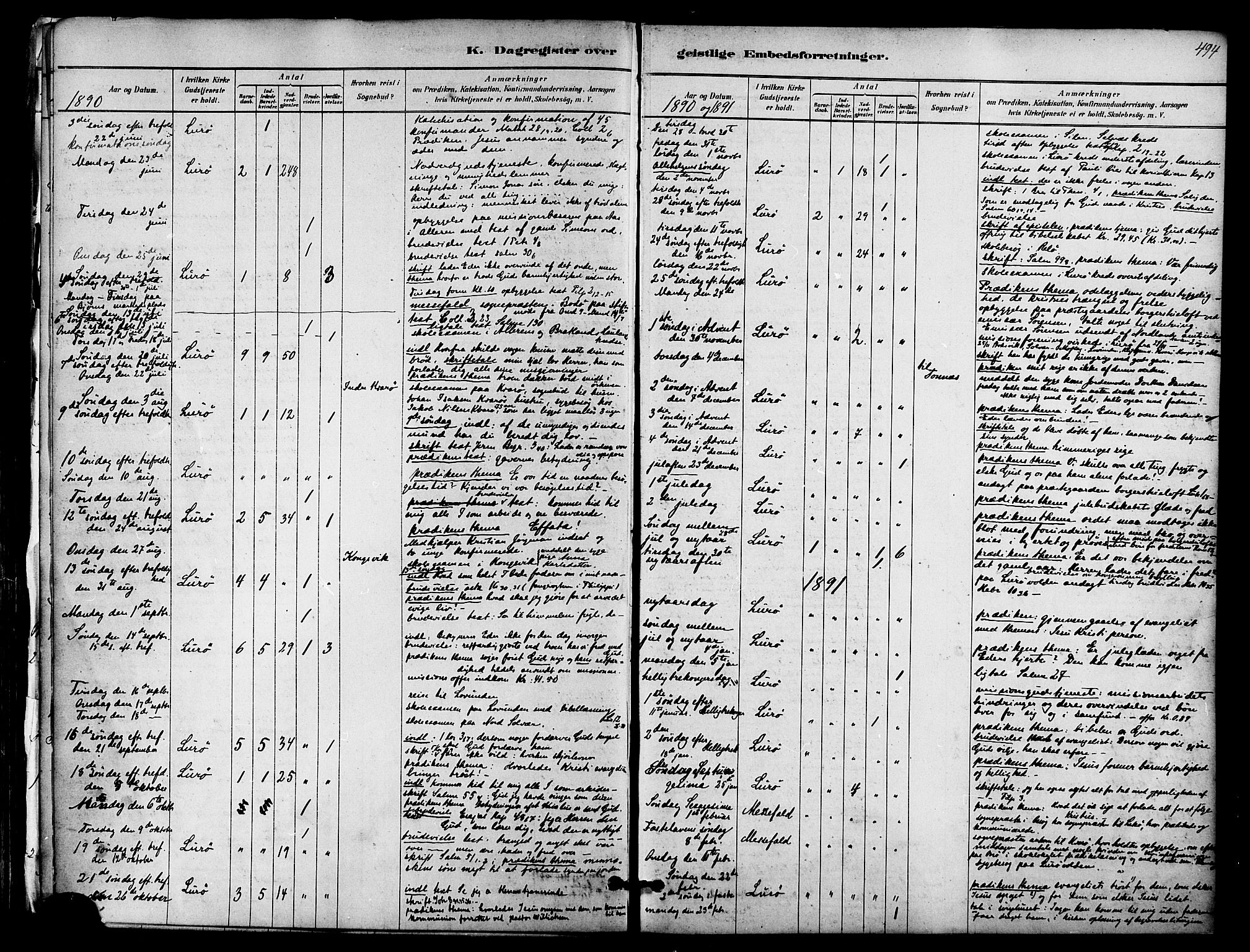 Ministerialprotokoller, klokkerbøker og fødselsregistre - Nordland, SAT/A-1459/839/L0568: Parish register (official) no. 839A05, 1880-1902, p. 494
