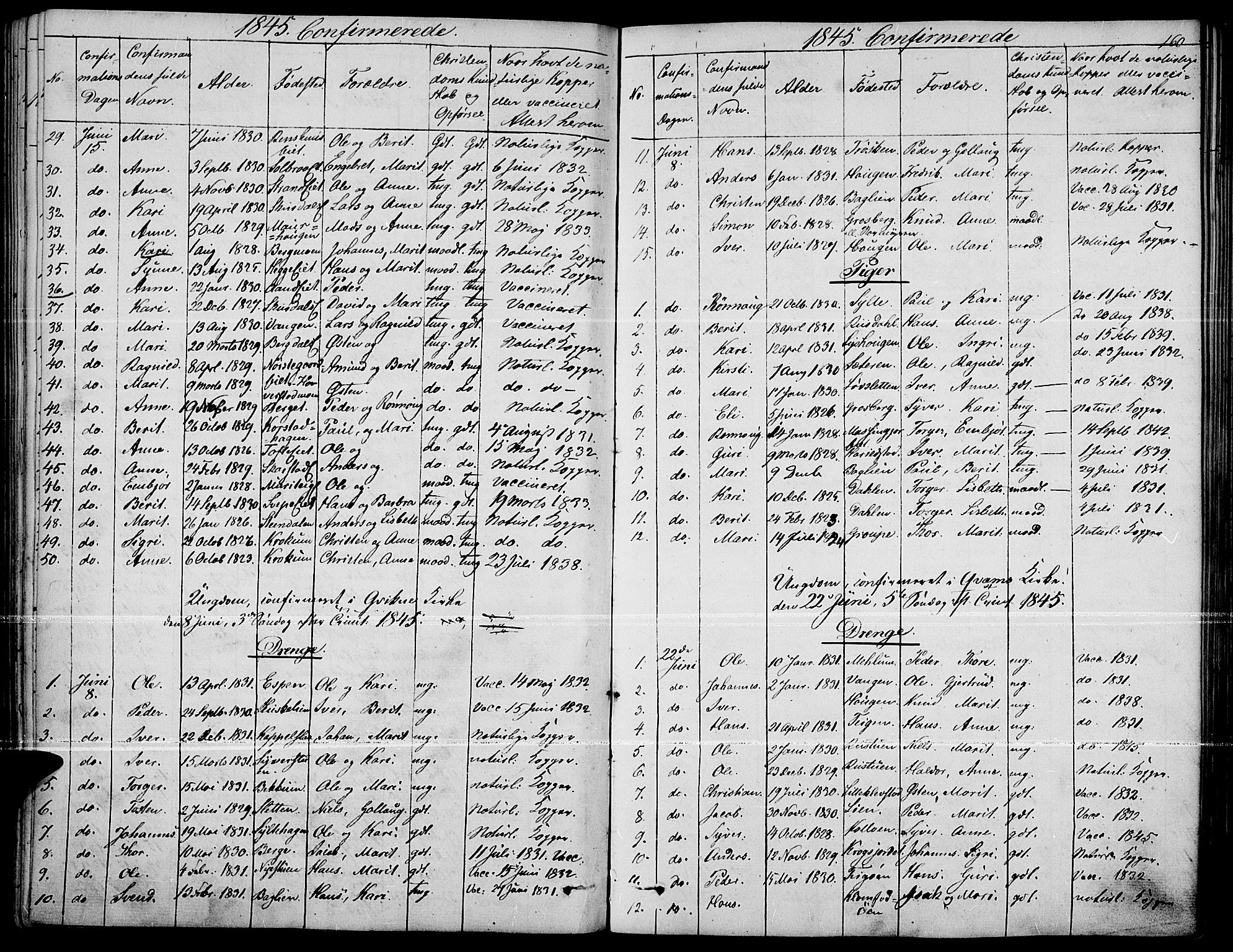 Fron prestekontor, AV/SAH-PREST-078/H/Ha/Haa/L0004: Parish register (official) no. 4, 1839-1848, p. 160