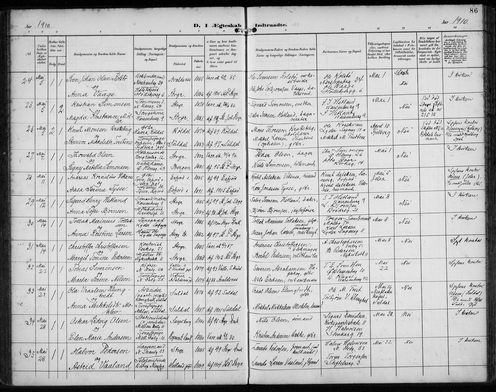 St. Petri sokneprestkontor, AV/SAST-A-101813/002/A/L0003: Parish register (official) no. A 24, 1900-1921, p. 86