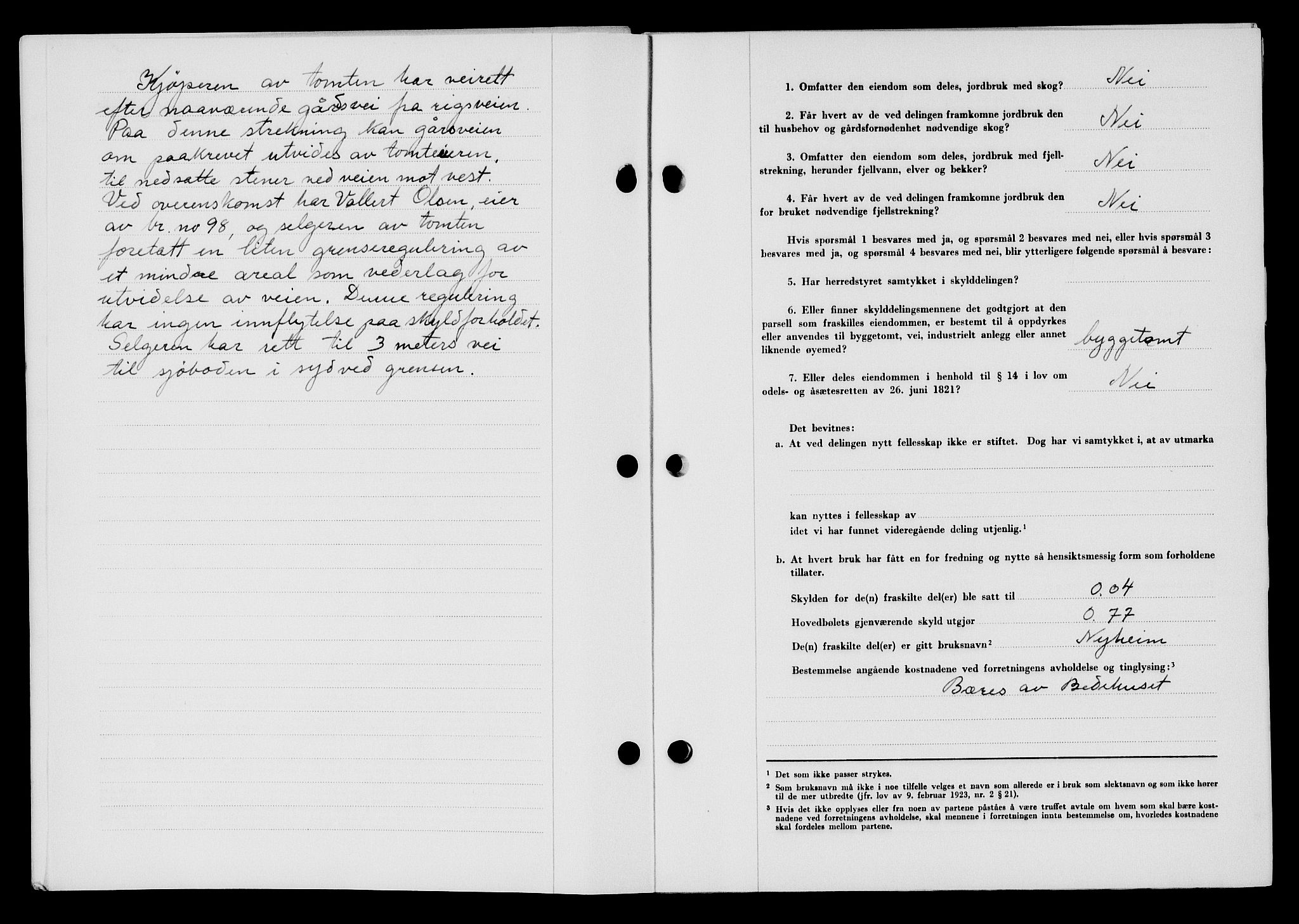 Flekkefjord sorenskriveri, SAK/1221-0001/G/Gb/Gba/L0065: Mortgage book no. A-13, 1949-1949, Diary no: : 260/1949