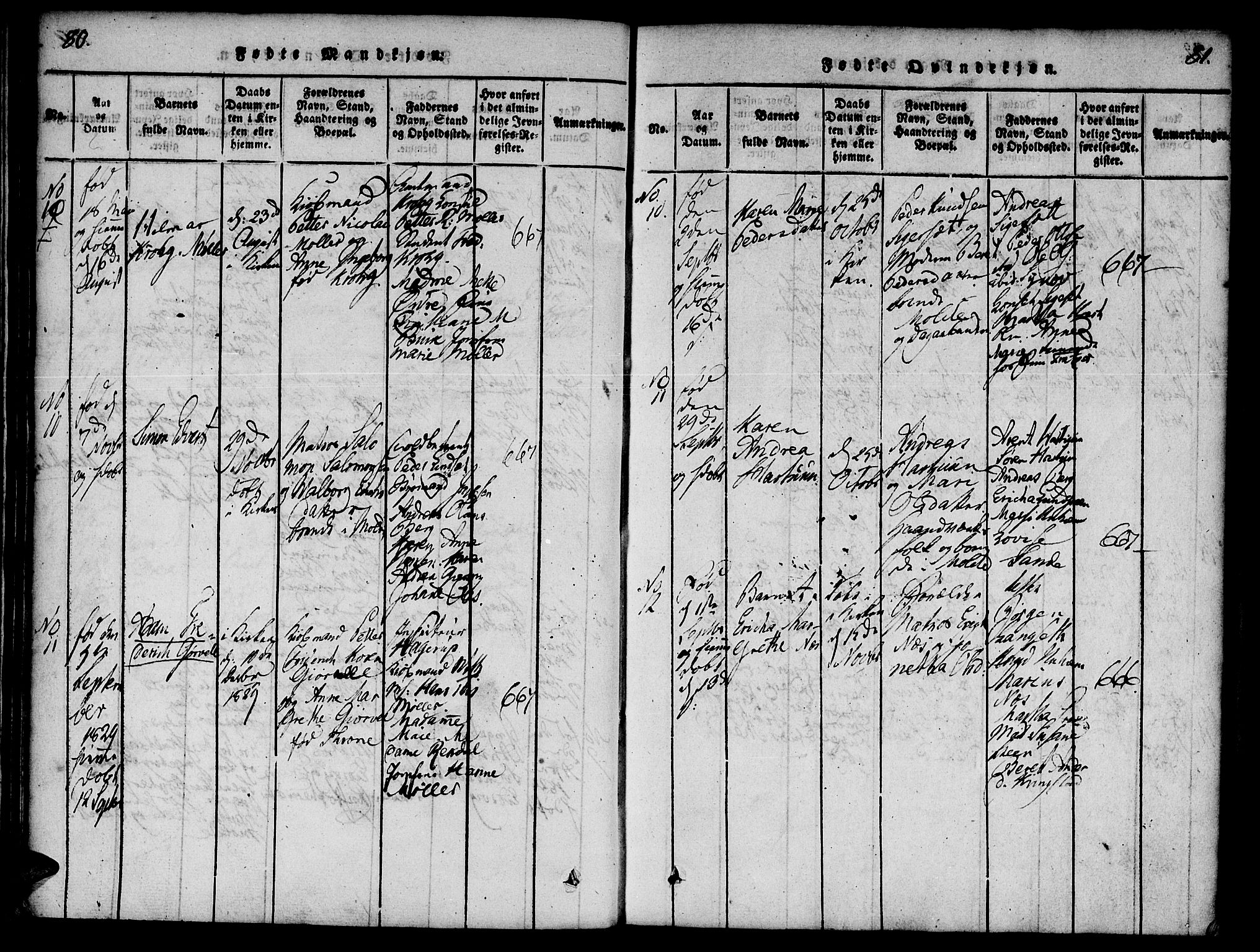 Ministerialprotokoller, klokkerbøker og fødselsregistre - Møre og Romsdal, SAT/A-1454/558/L0688: Parish register (official) no. 558A02, 1818-1843, p. 80-81