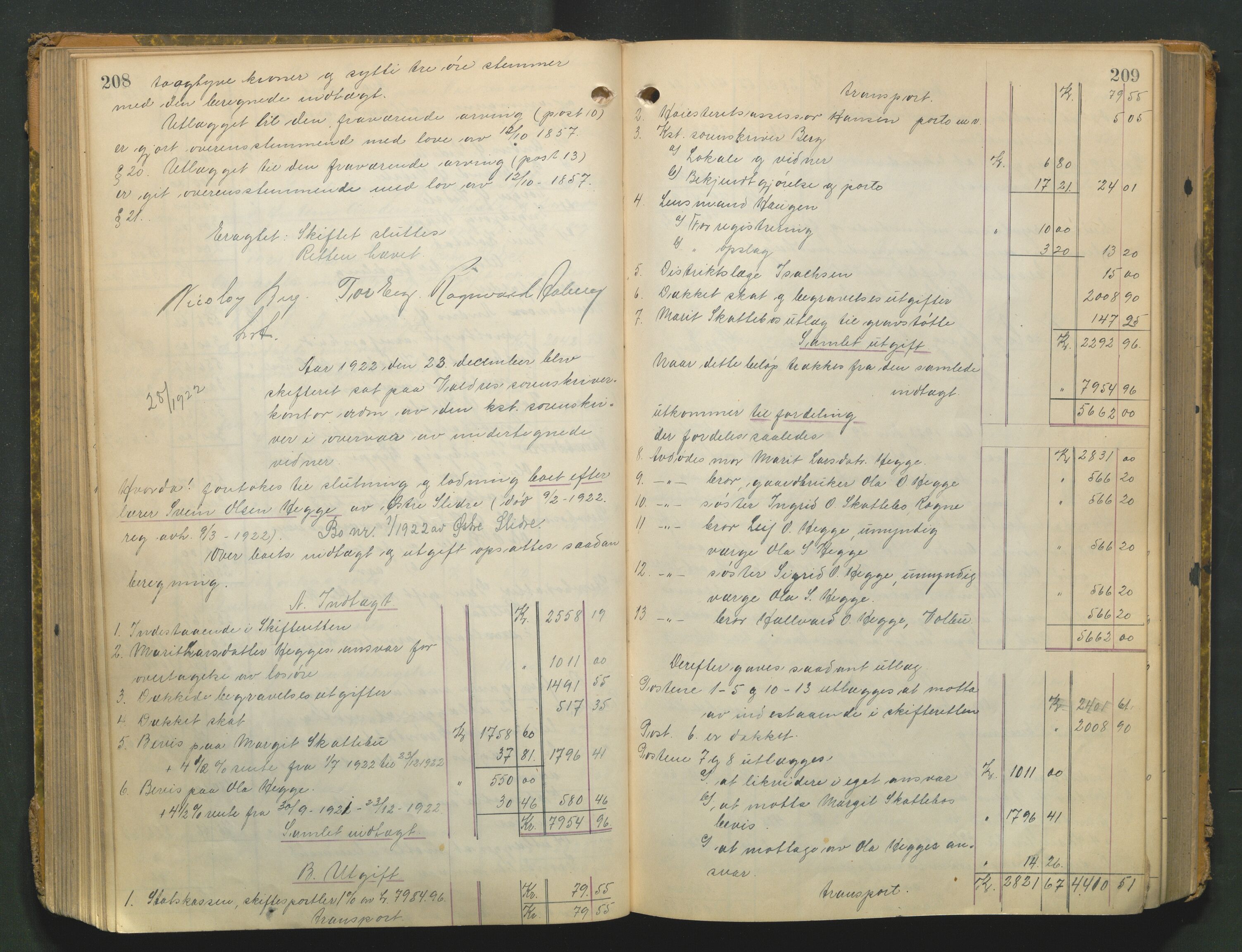 Valdres sorenskriveri, AV/SAH-TING-016/J/Ja/Jac/L0008: Skifteutlodningsprotokoll, 1920-1928, p. 208-209