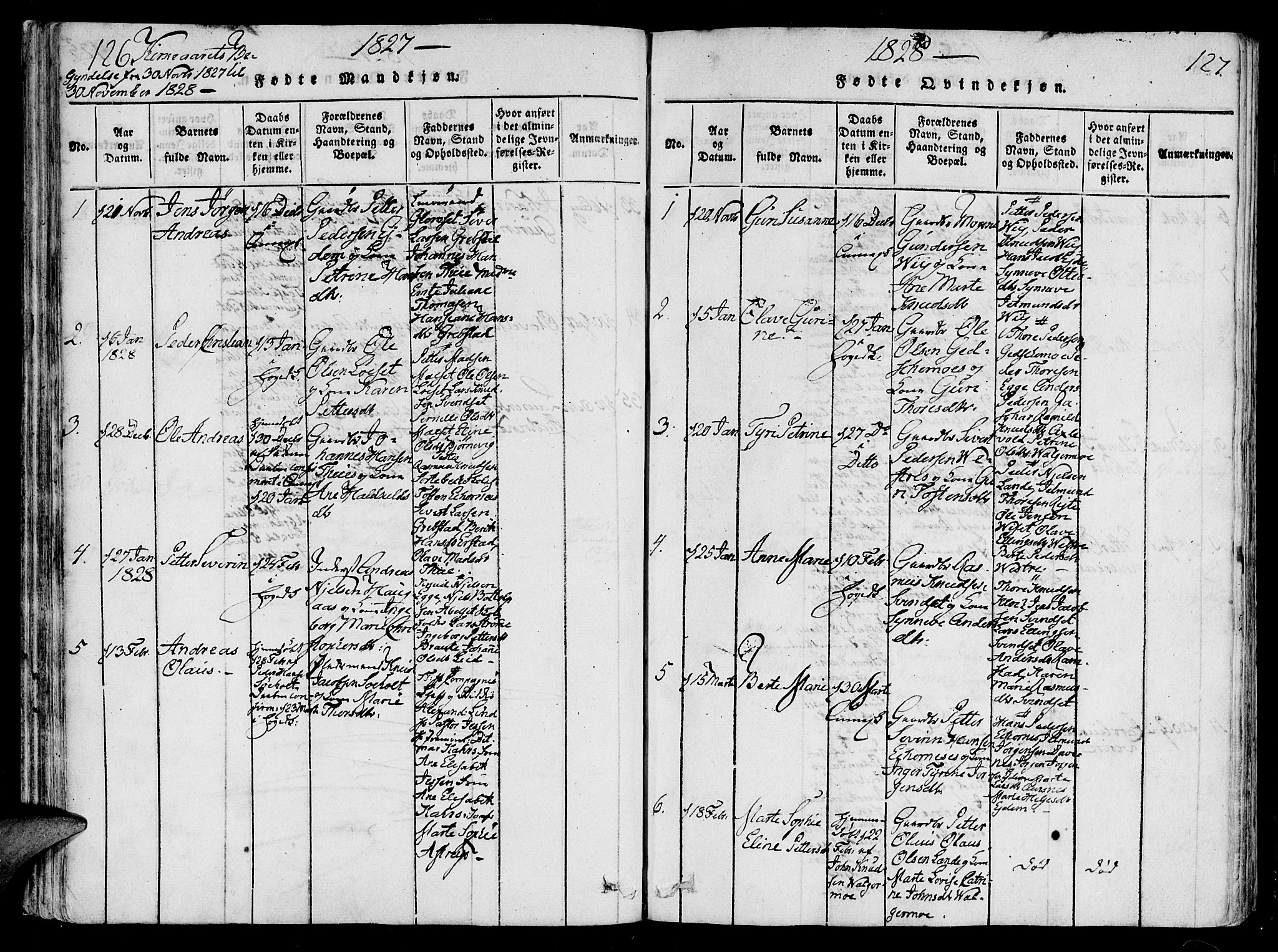 Ministerialprotokoller, klokkerbøker og fødselsregistre - Møre og Romsdal, SAT/A-1454/522/L0310: Parish register (official) no. 522A05, 1816-1832, p. 126-127
