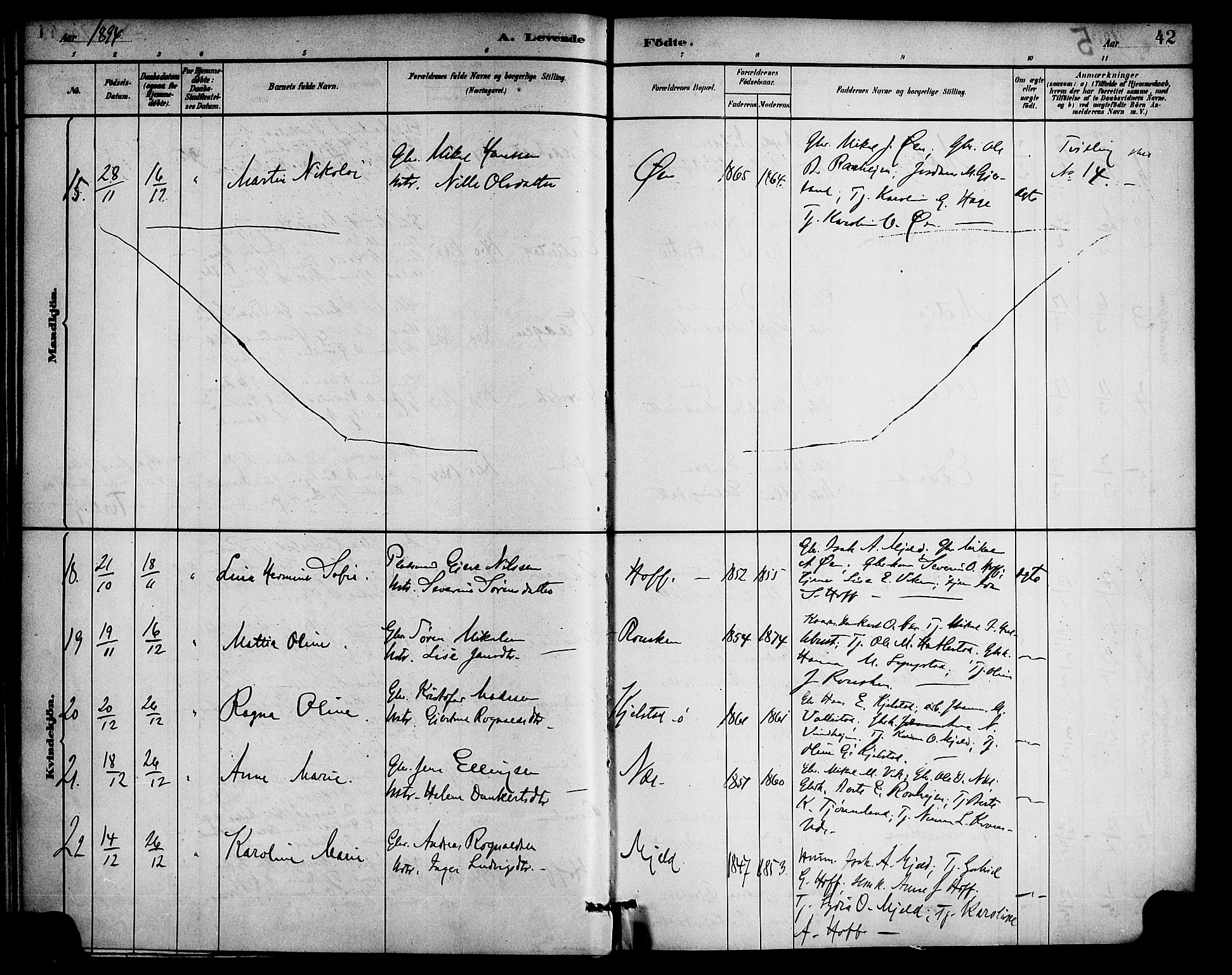 Gaular sokneprestembete, AV/SAB-A-80001/H/Haa: Parish register (official) no. D 1, 1882-1899, p. 42