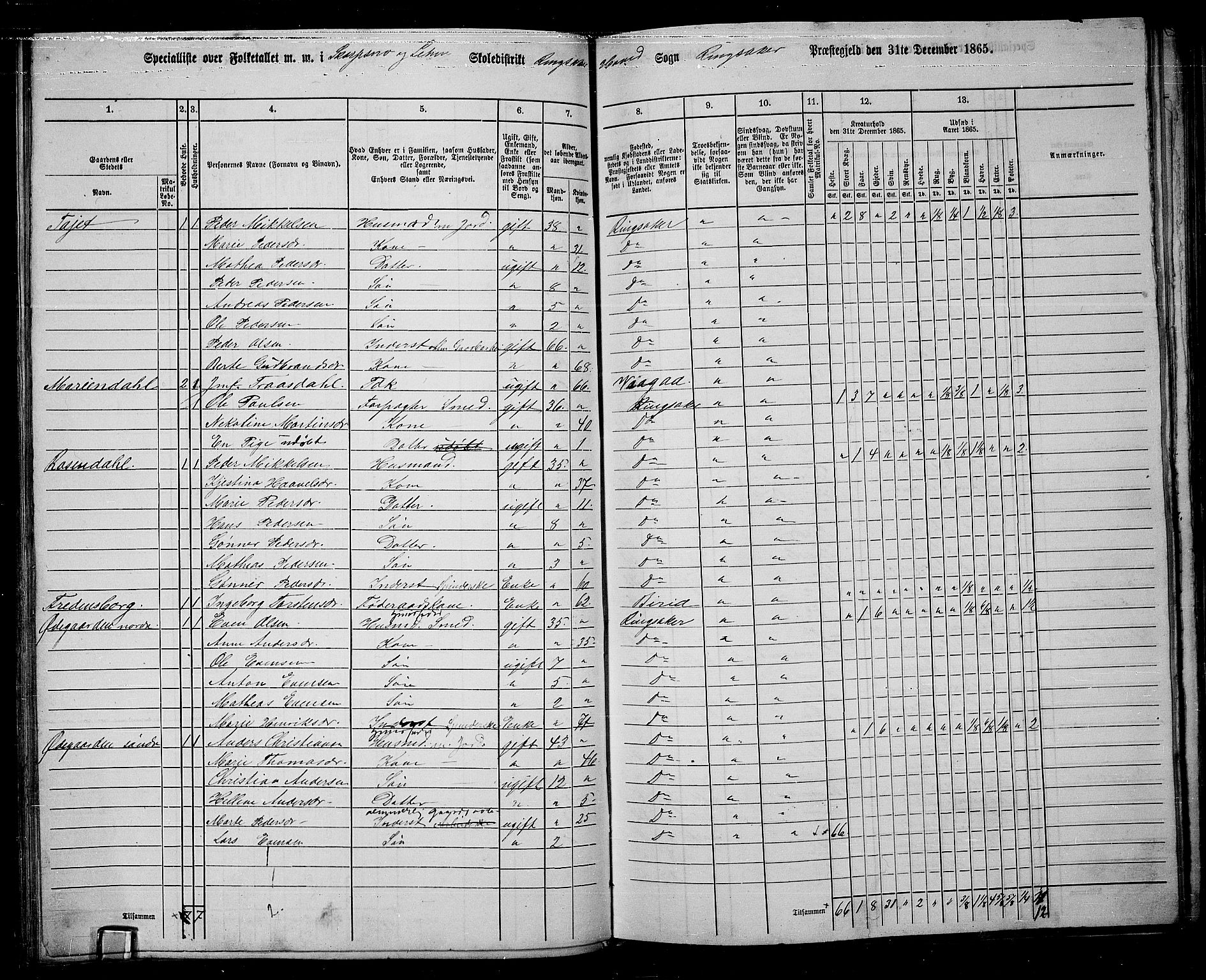 RA, 1865 census for Ringsaker, 1865, p. 128