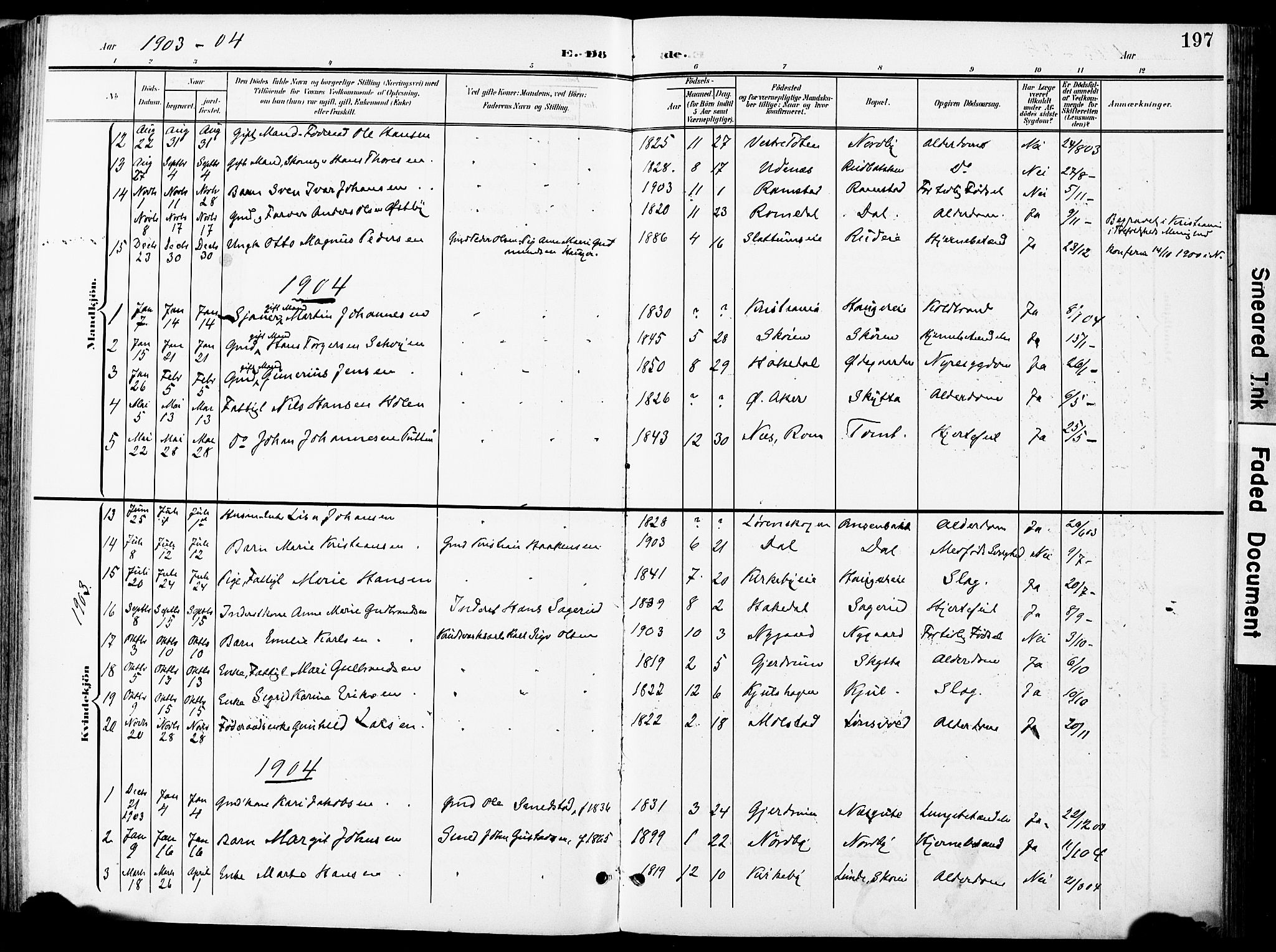 Nittedal prestekontor Kirkebøker, AV/SAO-A-10365a/F/Fa/L0008: Parish register (official) no. I 8, 1902-1926, p. 197